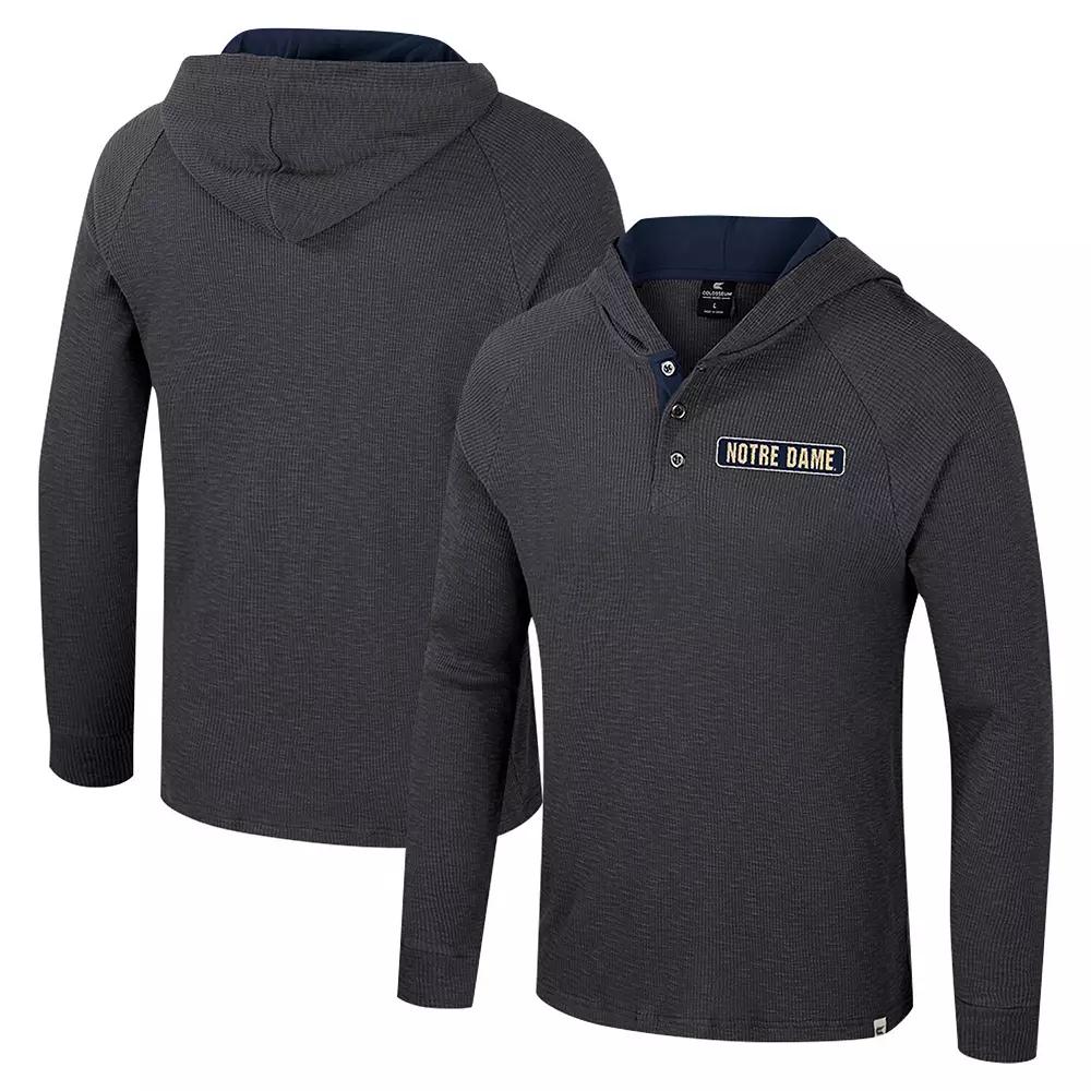 Men's Colosseum  Charcoal Stanford Cardinal Dujour Ralgan Long Sleeve Henley Hoodie T-Shirt, Size: 2XL Product Image