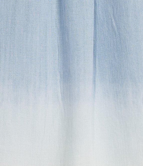 Democracy Petite Size Ombre Collared V-Neck Flutter Cap Sleeve Button Front Shirt Product Image