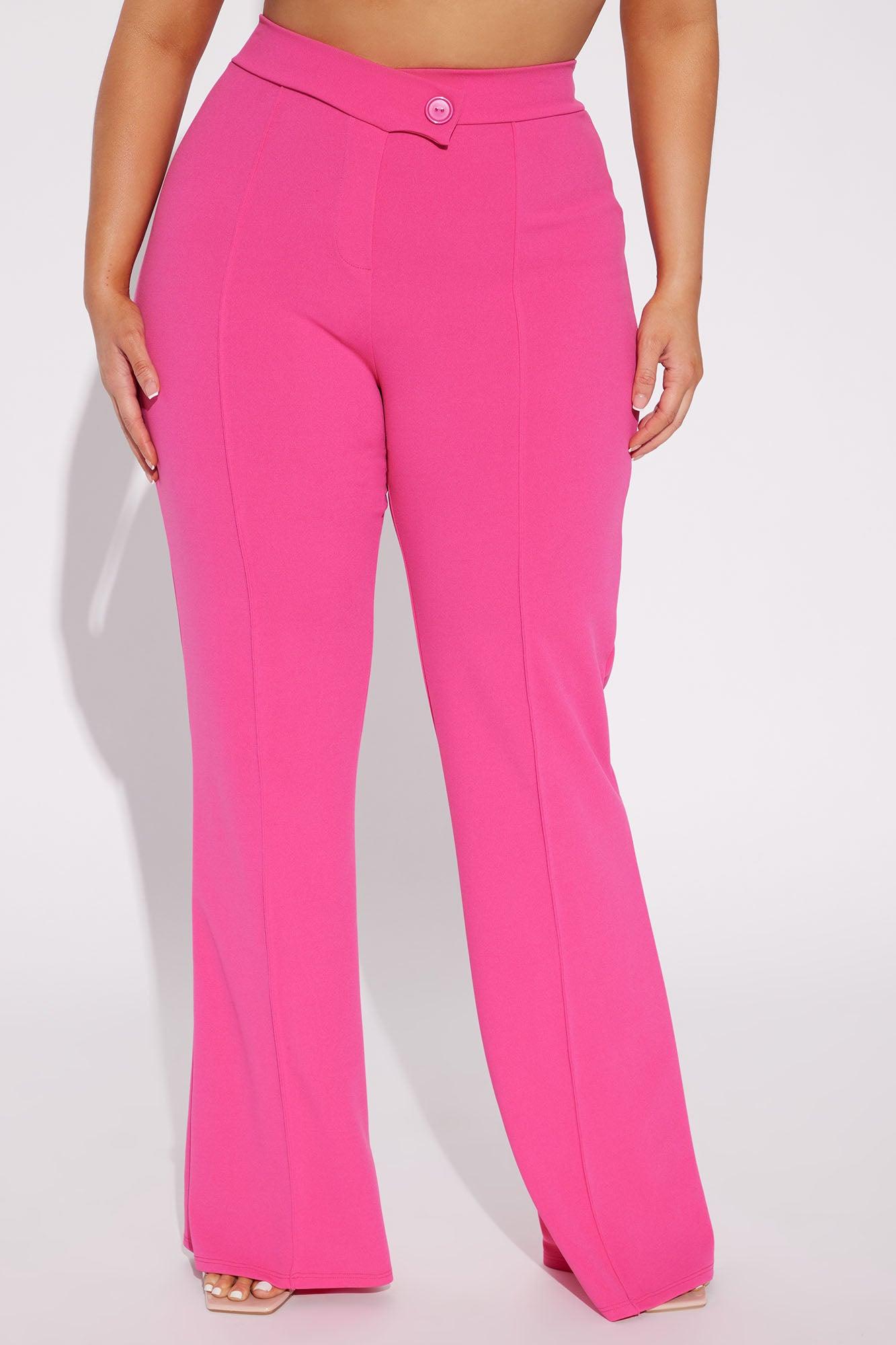Call It Even Wide Leg Dress Pants - Fuchsia Product Image