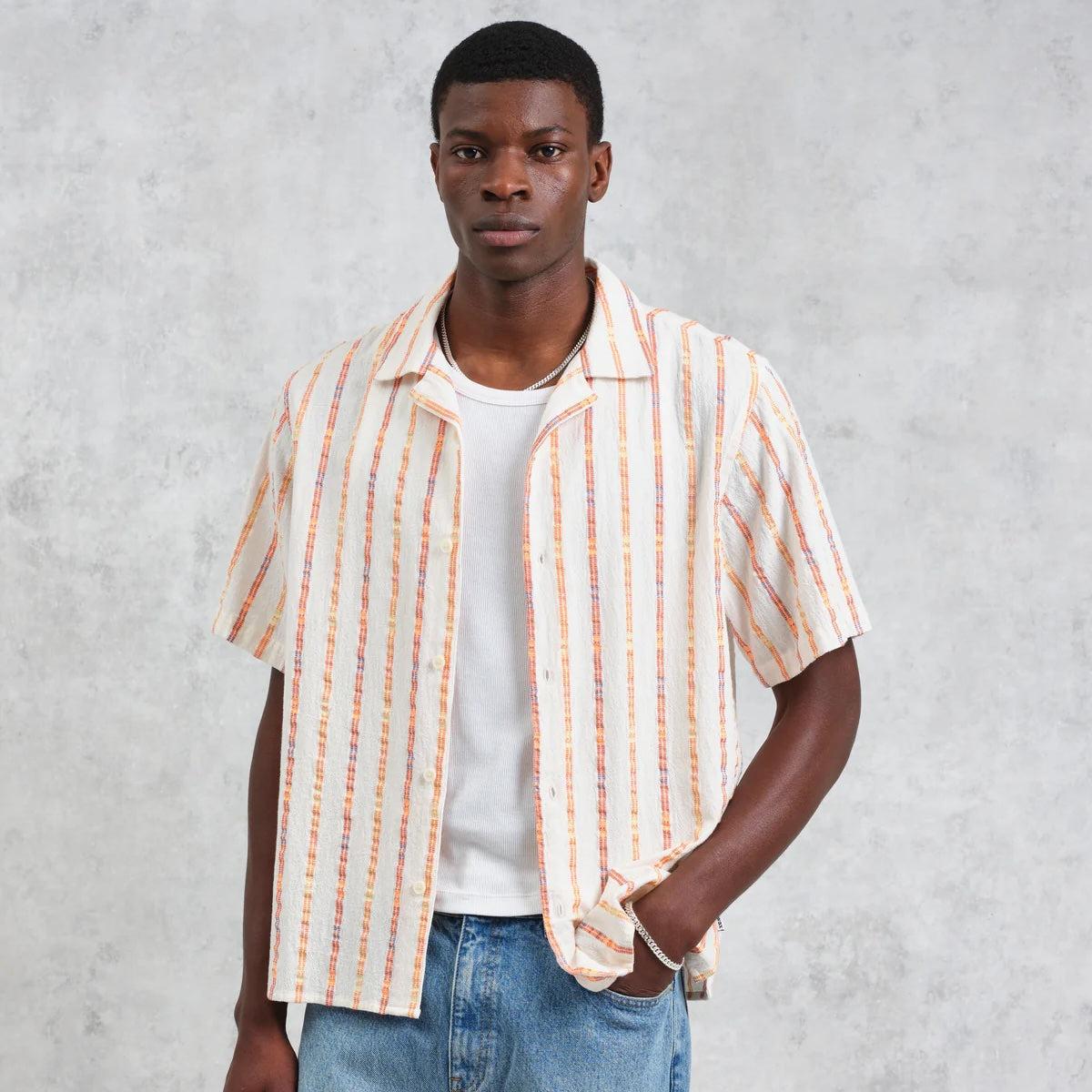Multi Loom Stripe Didcot Shirt - Ecru Product Image