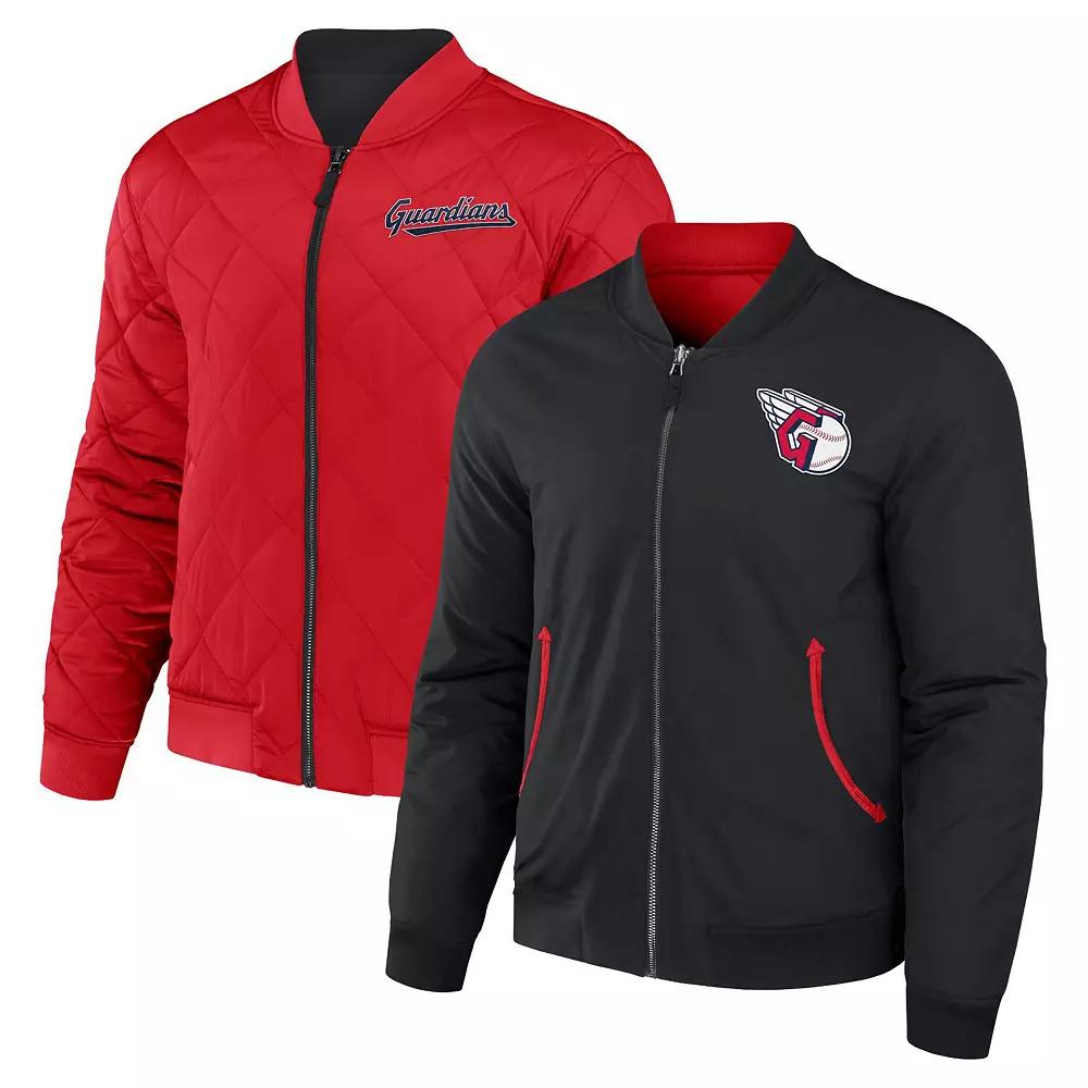 Men's Darius Rucker Collection by Fanatics Black/Red Cleveland Guardians Reversible Full-Zip Bomber Jacket, Size: Small, Grd Black Product Image