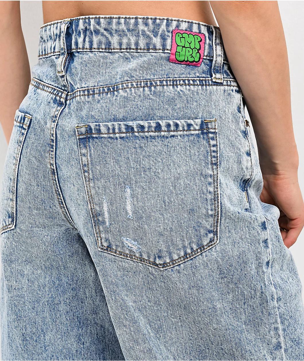 Empyre Sydney Partay Blue Light Wash Denim Shorts Product Image