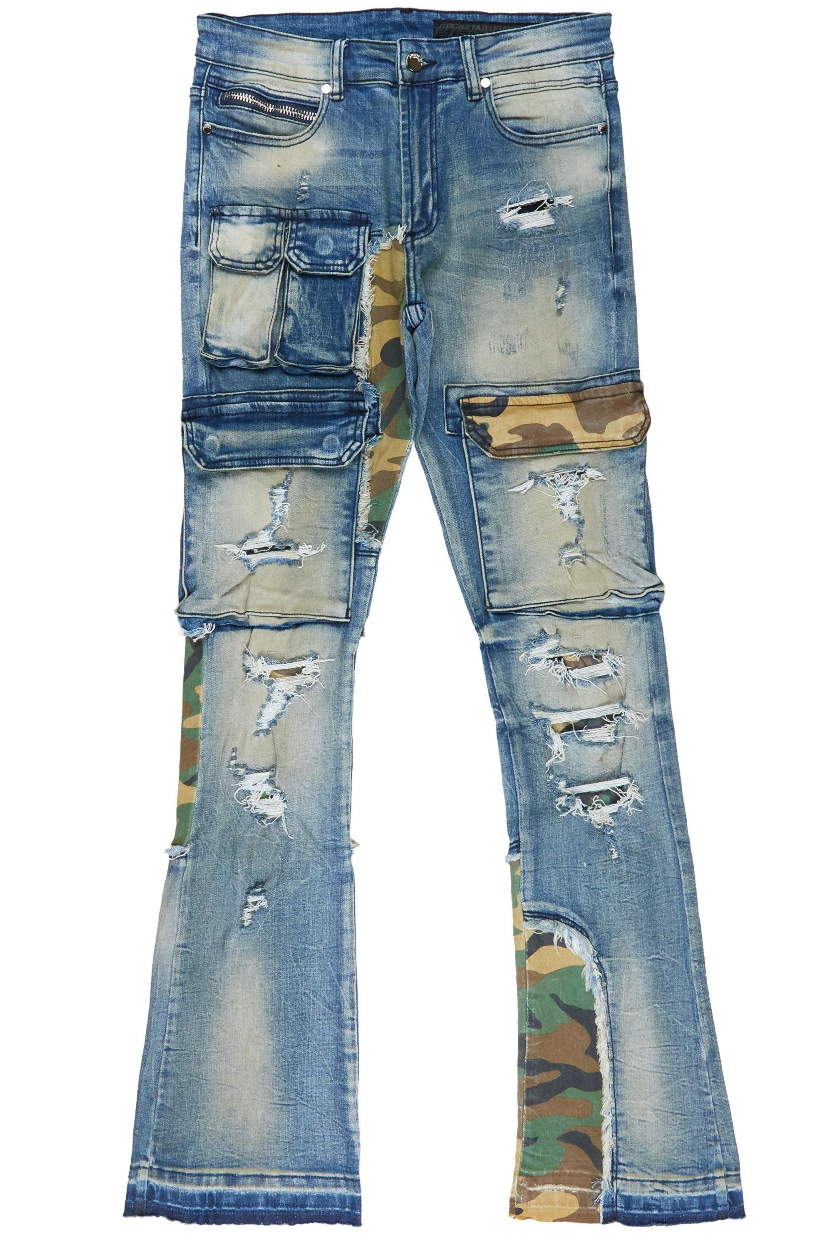 Zeta Blue Stacked Flare Jean Male Product Image