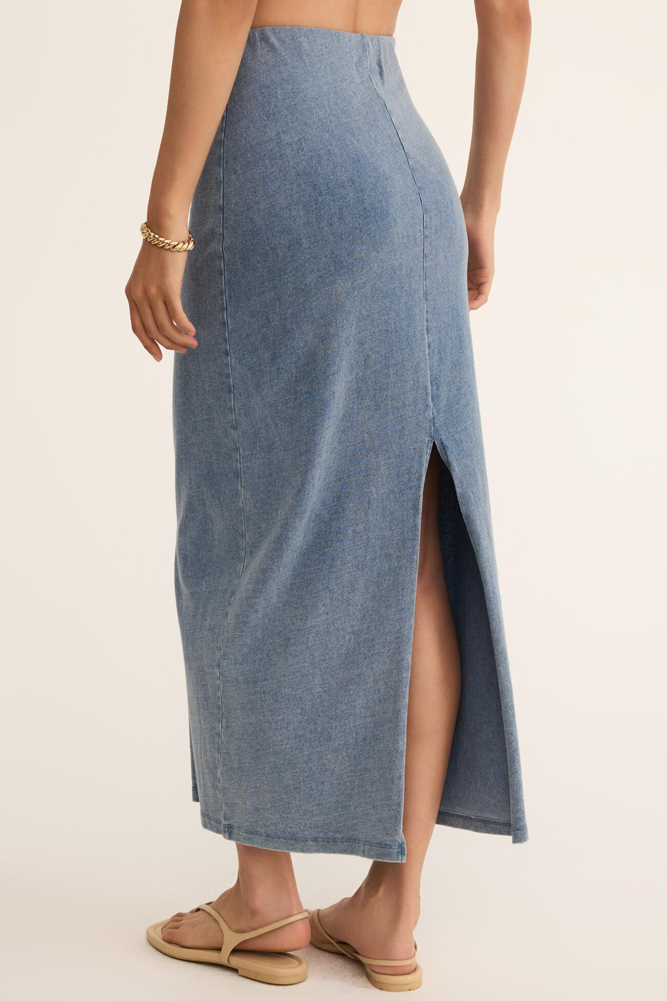 Gail Jersey Denim Midi Skirt Product Image