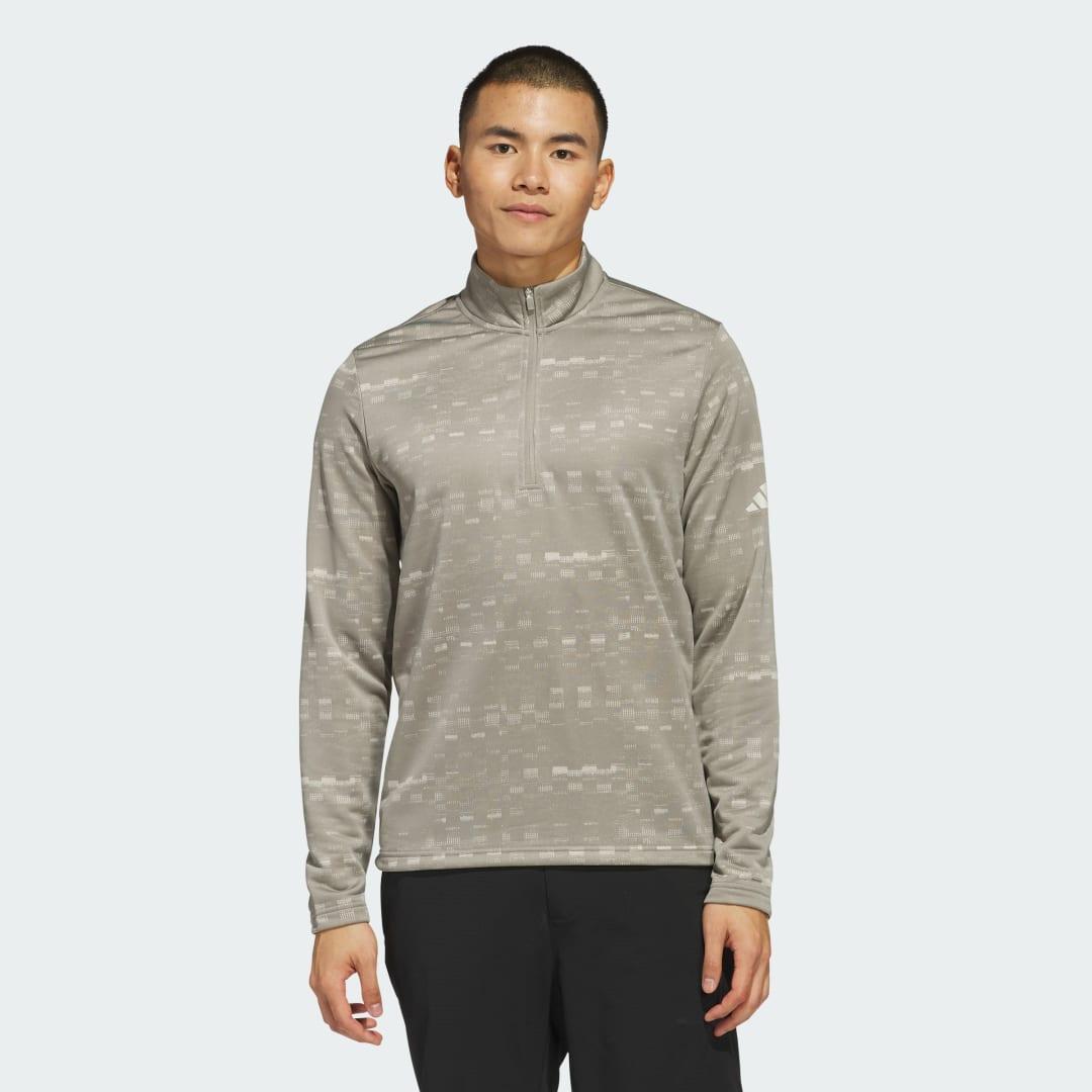 adidas Core Printed Quarter Zip Pullover Wonder Silver S Mens Product Image