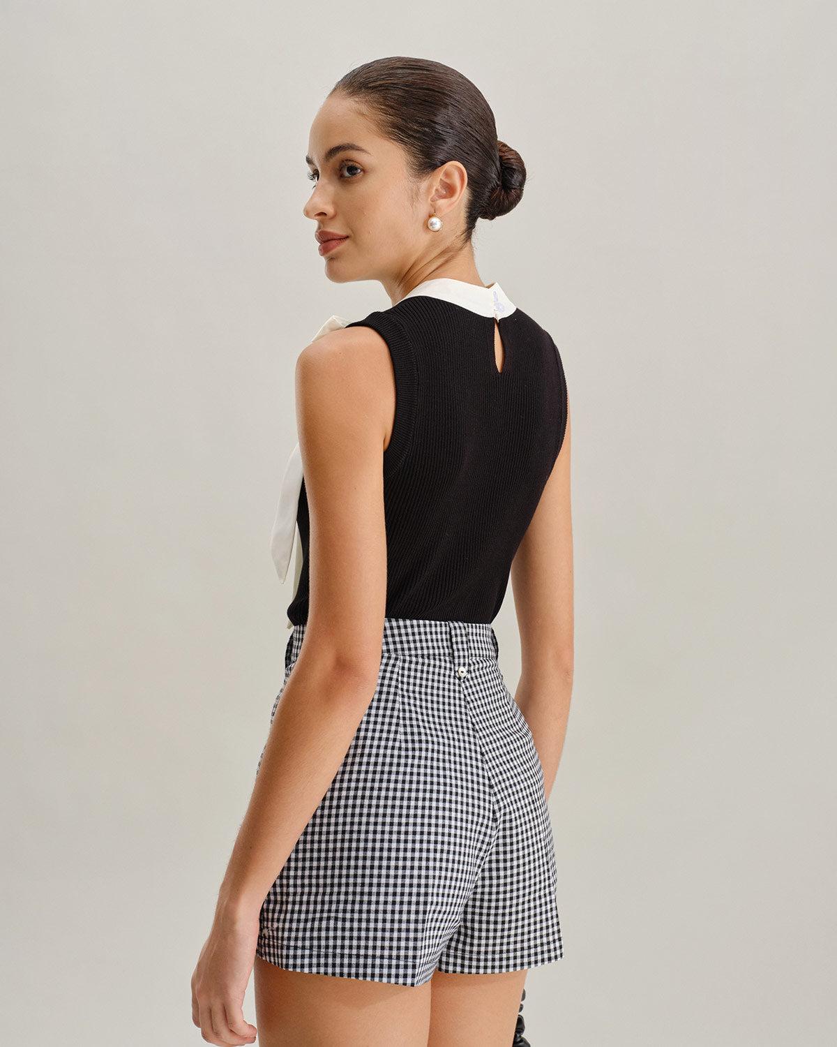 Black Contrast Mock Neck Tank Top Product Image