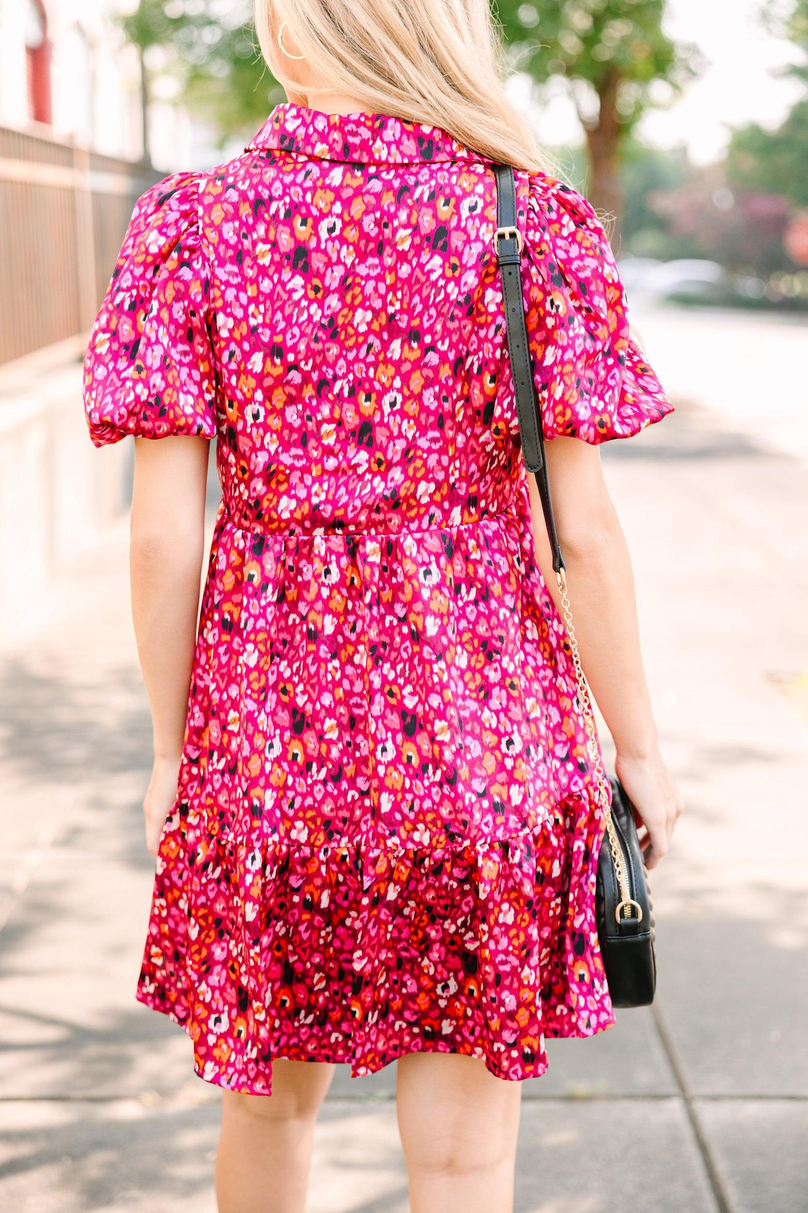 Know It All Magenta Purple Abstract Babydoll Dress Female Product Image