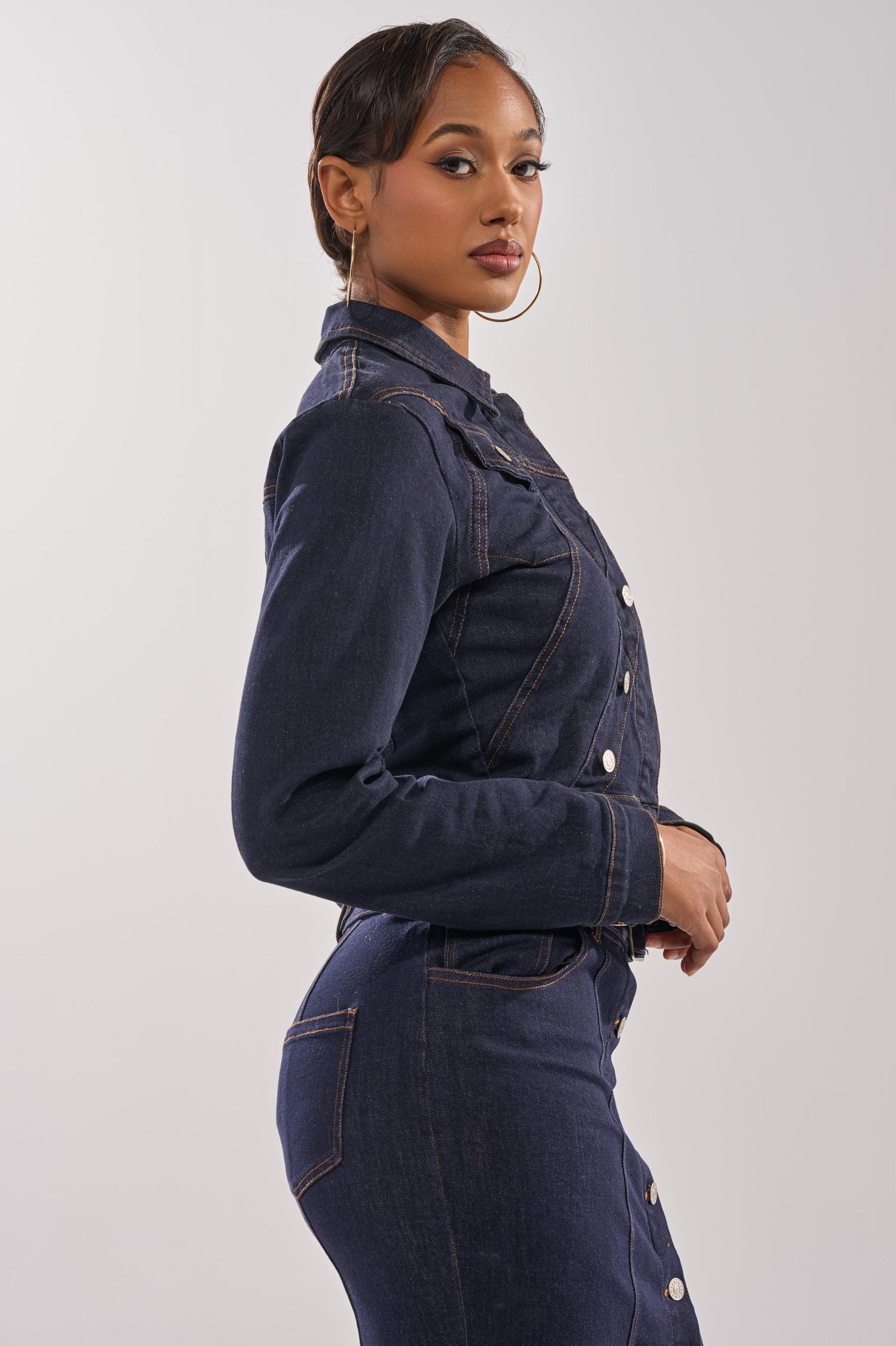 YOU GOT ME SPINNING DENIM BUTTON DOWN Product Image