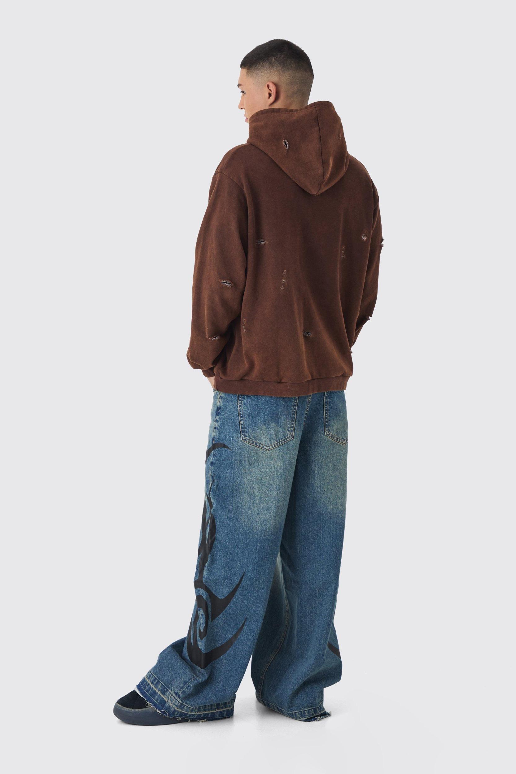 Extreme Baggy Rigid Flame Denim Jeans | boohooMAN USA Product Image