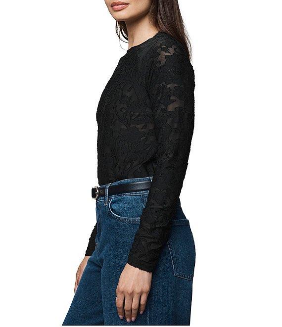 Splendid Cecelia Floral Burnout Crew Neck Long Sleeve Tee Product Image