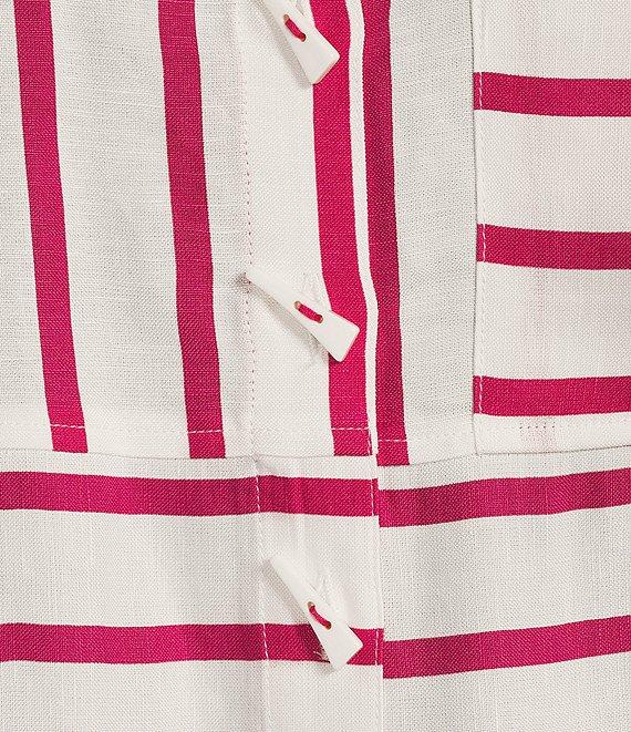 Ali Miles Stripe Point Collar 3/4 Sleeve Button Front Tunic Product Image