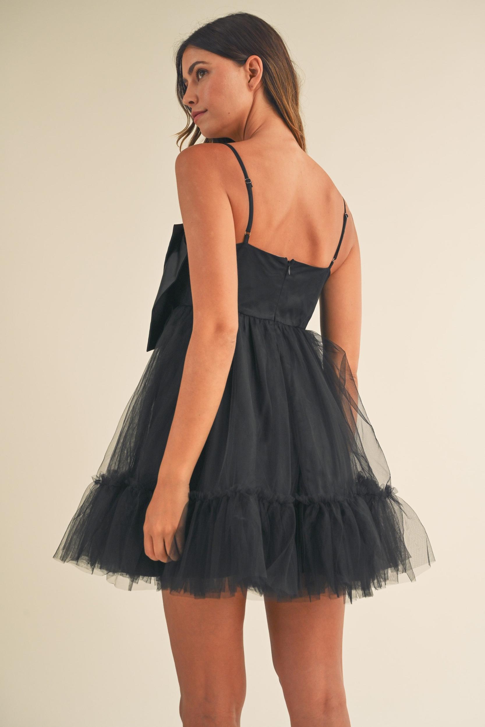 Front Bow Babydoll Mini Dress Product Image