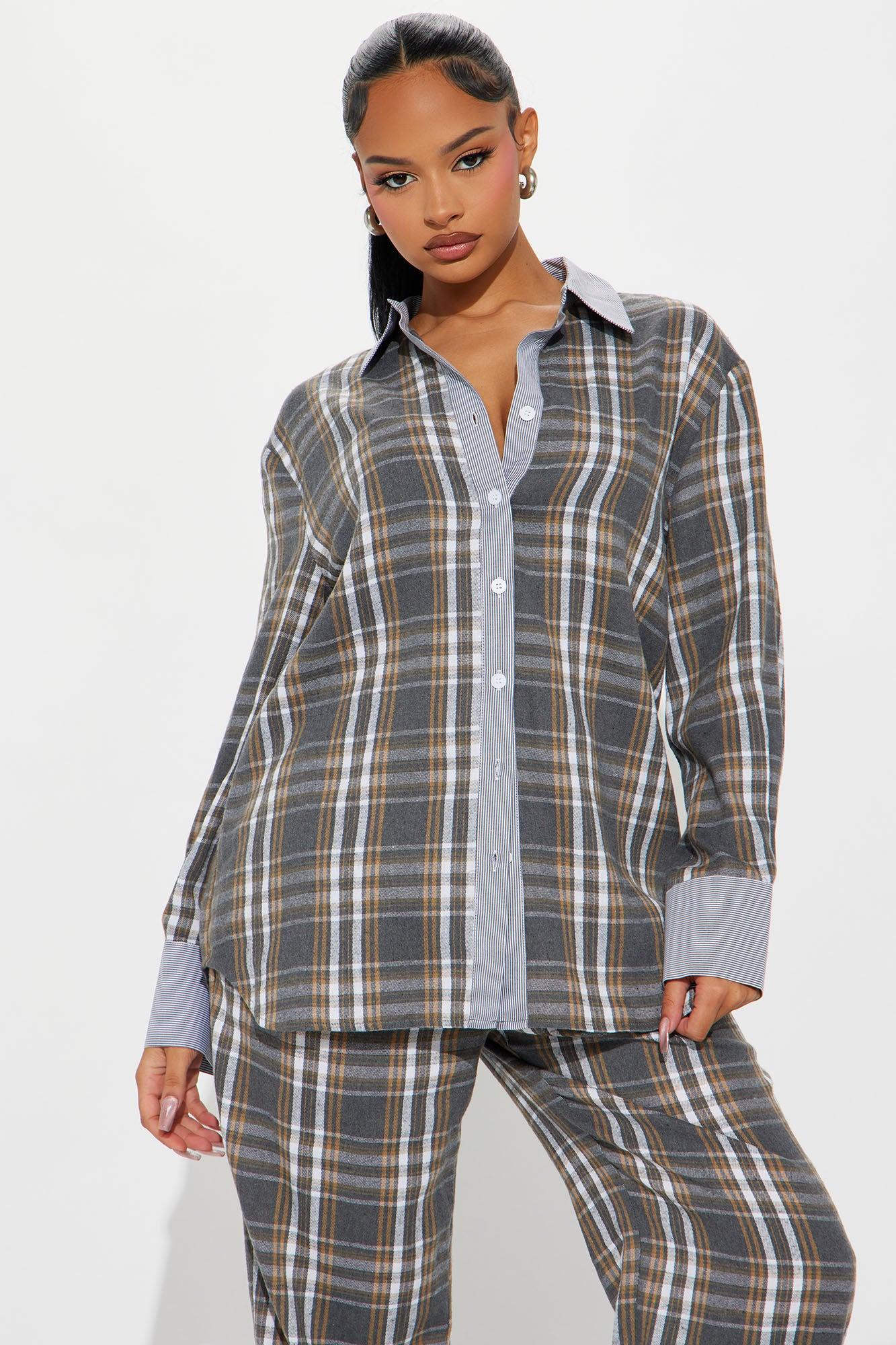 Shaye Flannel Boxer Pant Set - Grey/combo Product Image