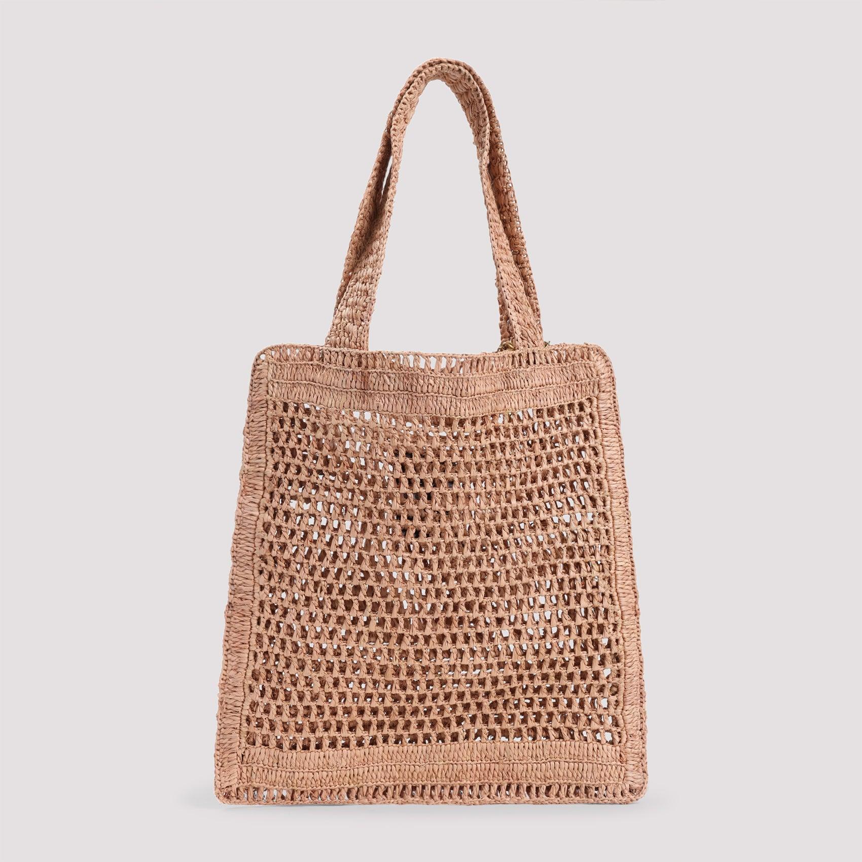 CHLOÉ Summer Banana Embellished Crocheted Embroidered Faux Raffia Tote In Beige Product Image