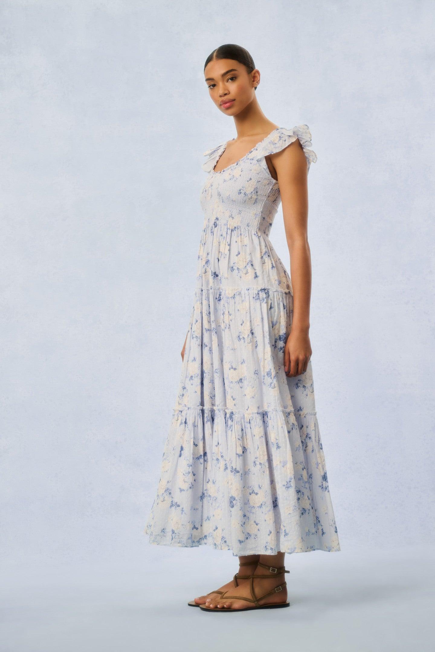 Chessie Fragrance Print Cotton Maxi Dress - STRAWBERRY MACAROON Product Image