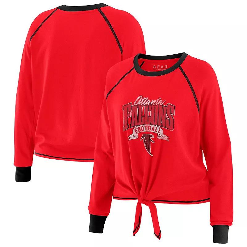 Women's WEAR by Erin Andrews Red/Black Atlanta Falcons Tie-Front Long Sleeve Top,  Product Image