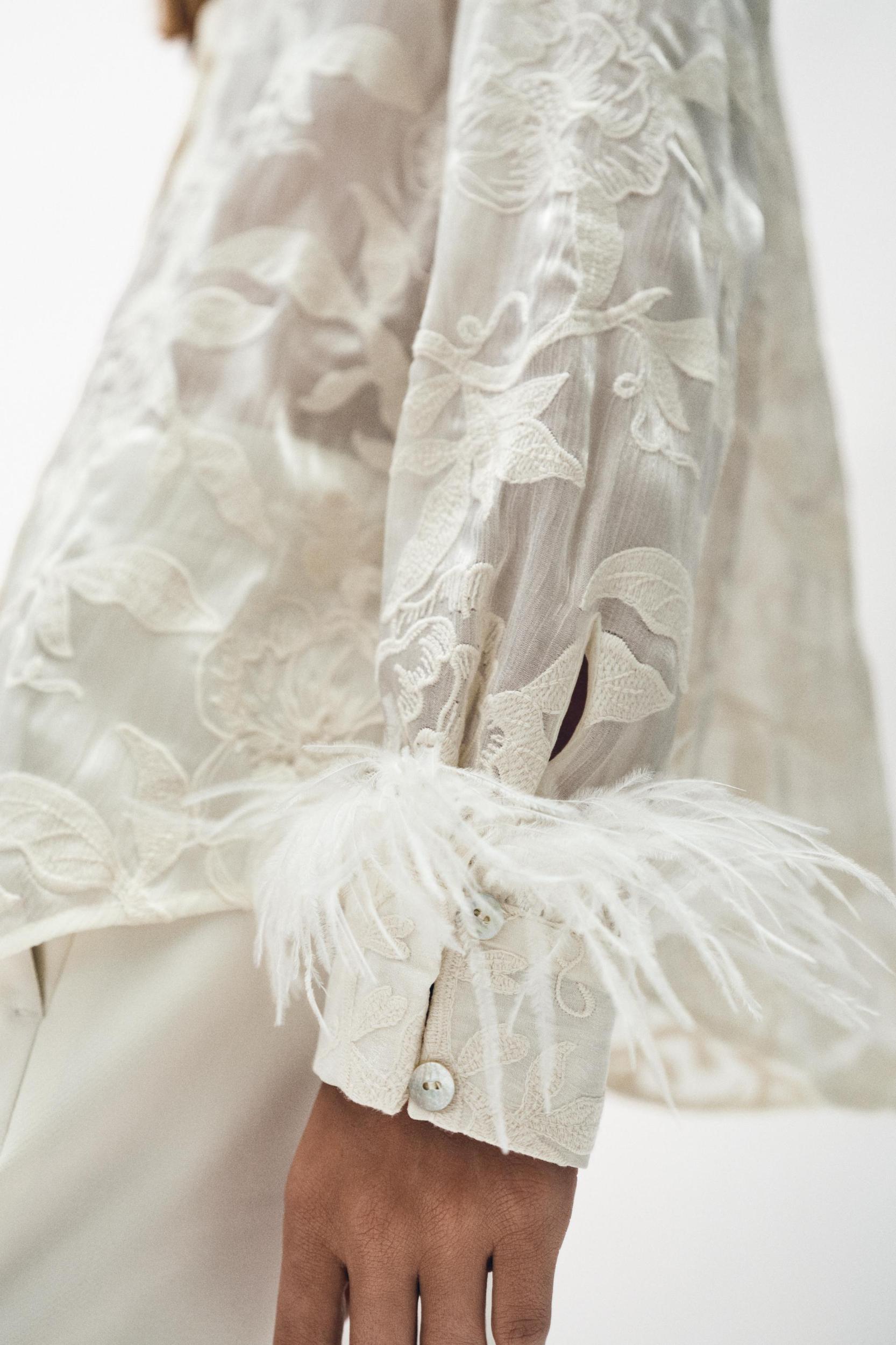 FEATHER EMBROIDERED SHIRT Product Image