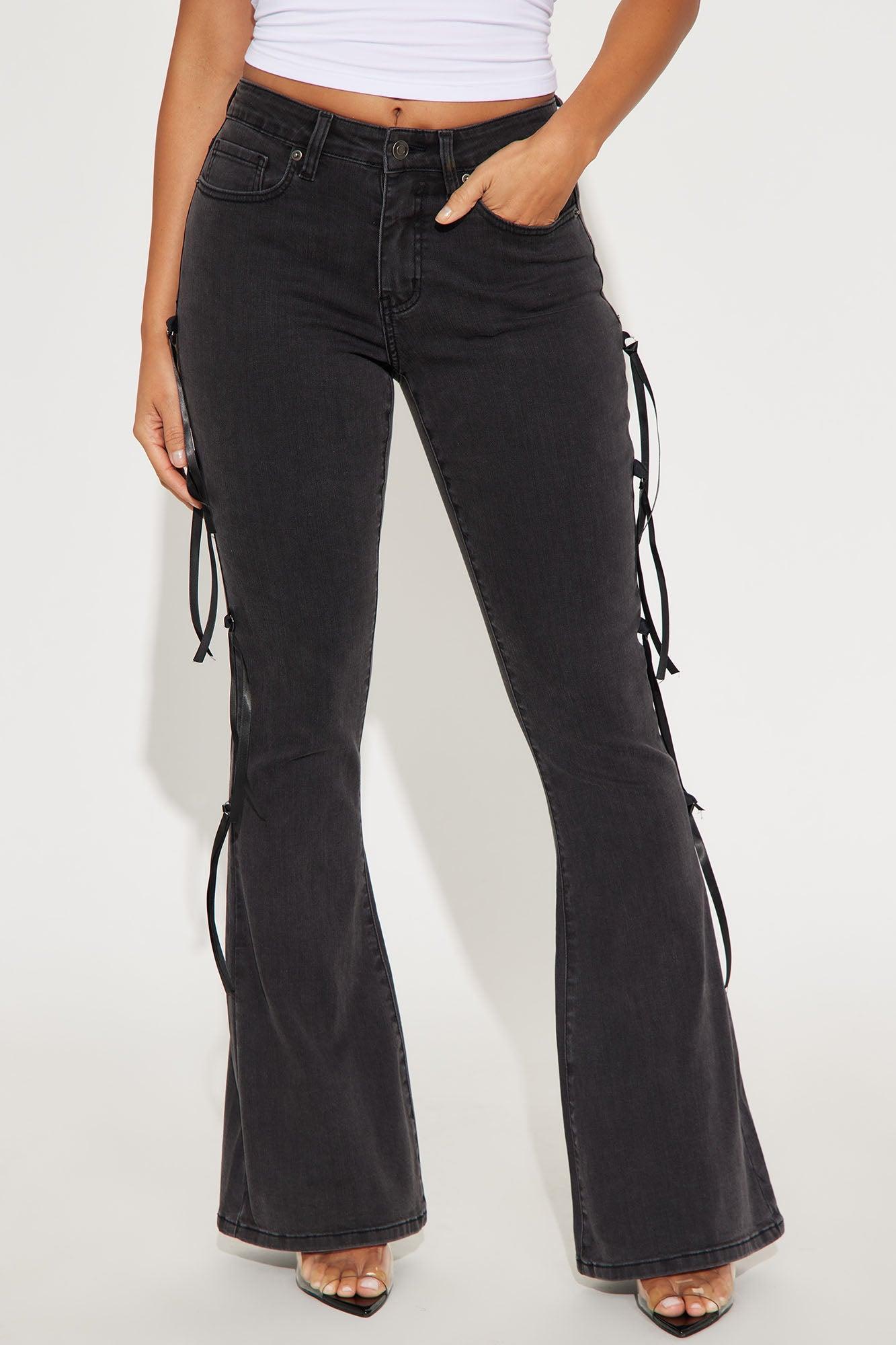 Let Love In Stretch Flare Jeans - Black Wash Product Image