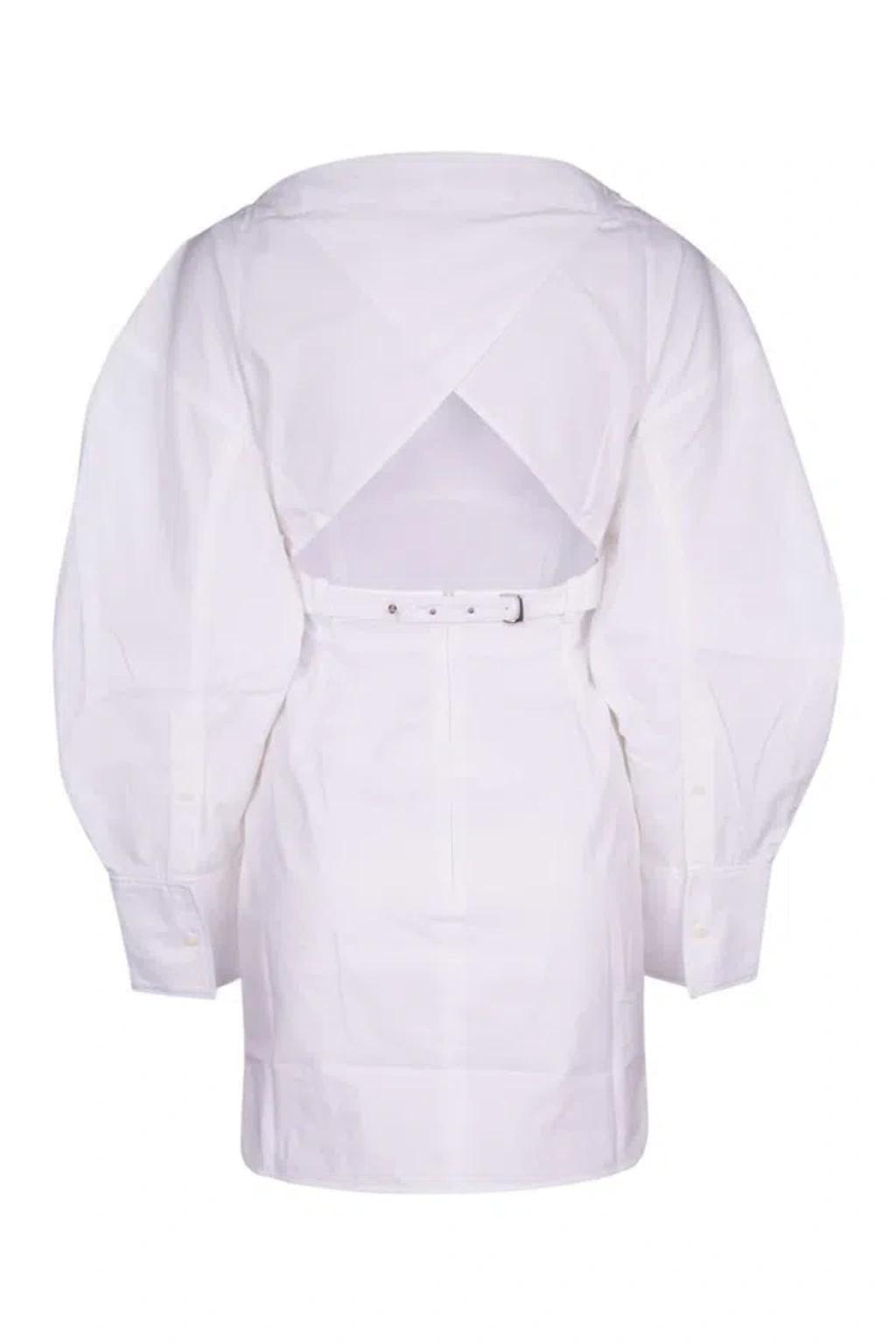 JACQUEMUS La Casaco Long Sleeve Cotton Shirtdress In White Product Image