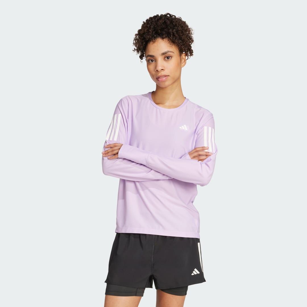 adidas Own The Run Long Sleeve Tee Powder Plum S Womens Product Image
