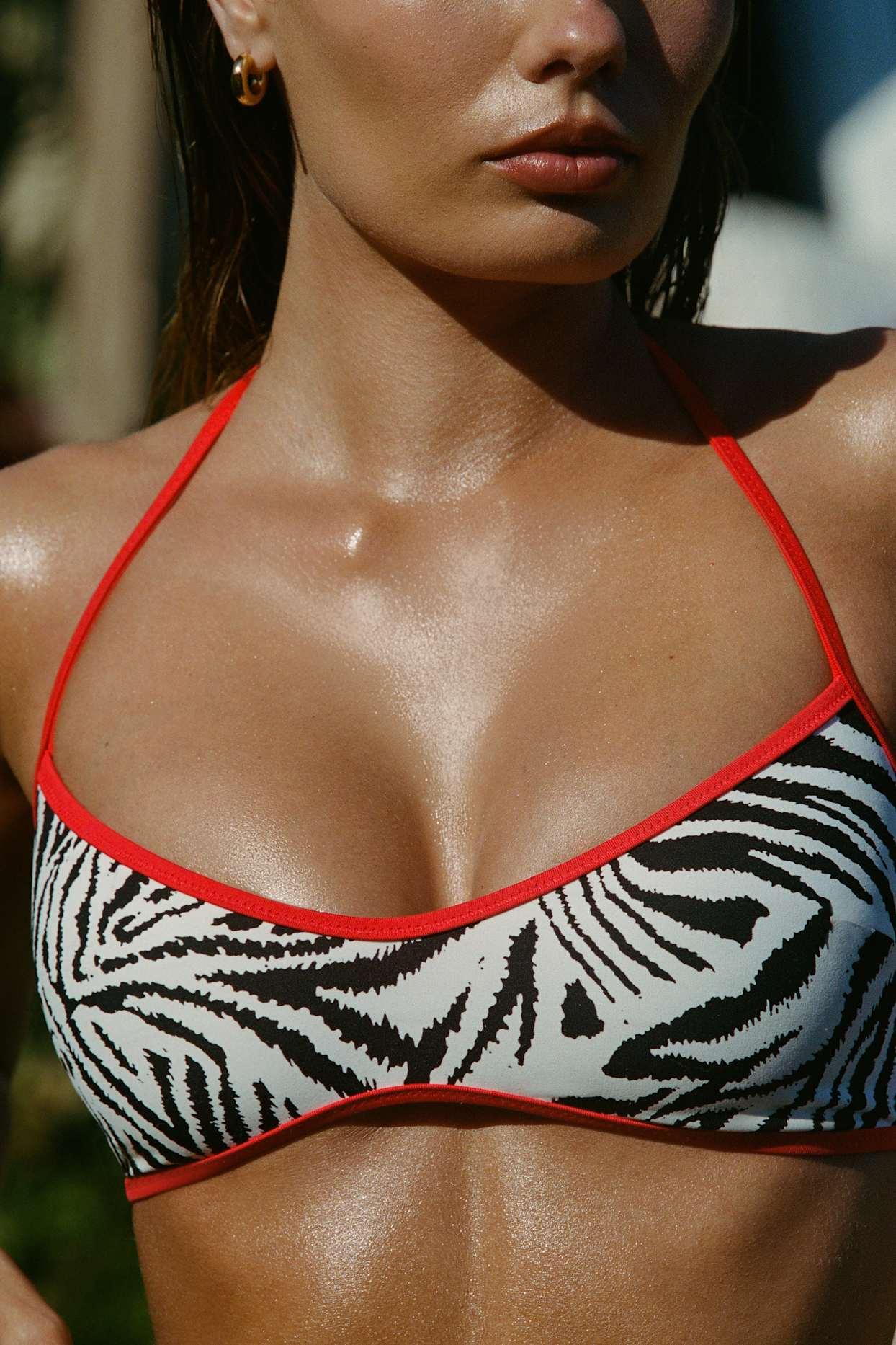Reversible Halterneck Bikini Top in Zebra Print Product Image