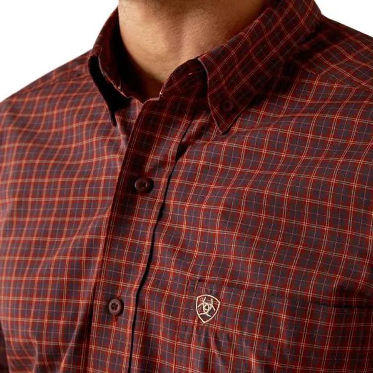 SALE Ariat® Men's L/S Dark Red Plaid Pro Series Pavel Button Shirt Product Image