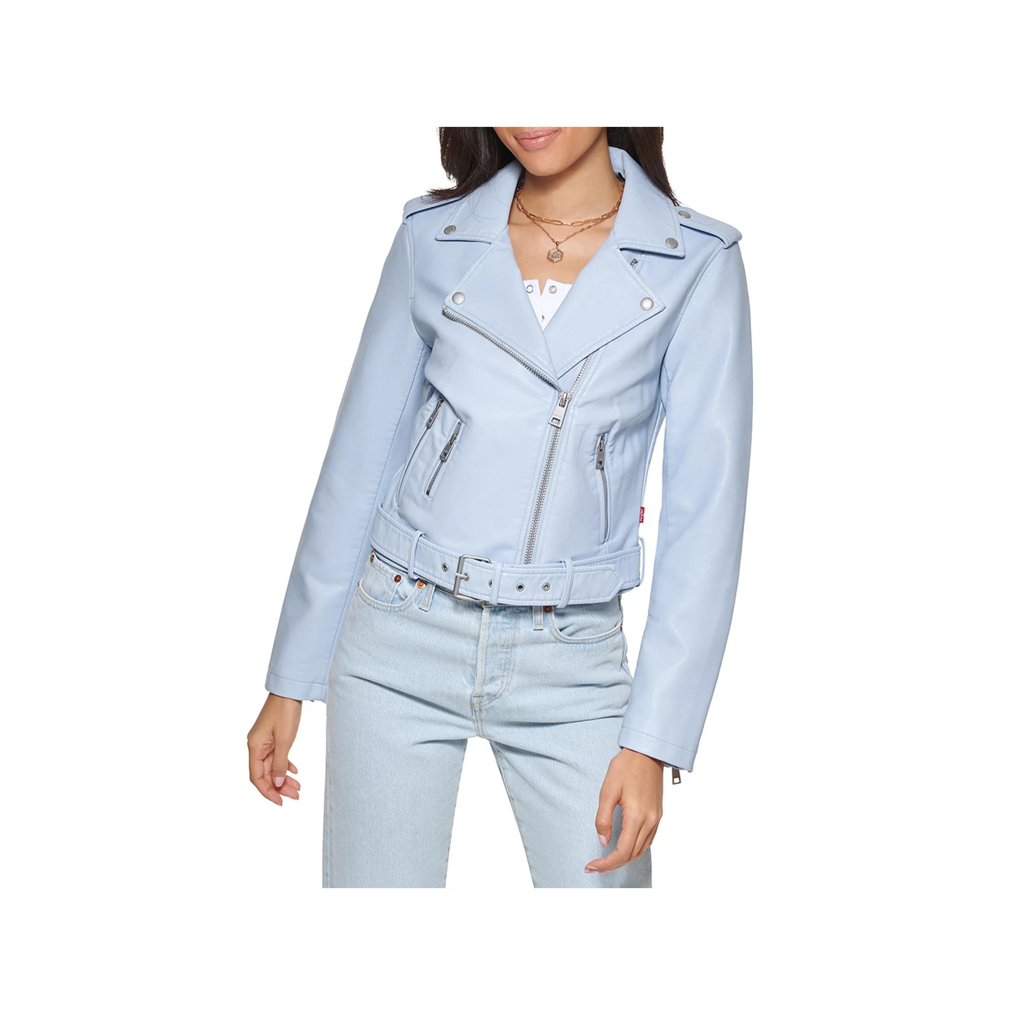 Womens Levis Belted Faux Leather Motorcycle Jacket Product Image