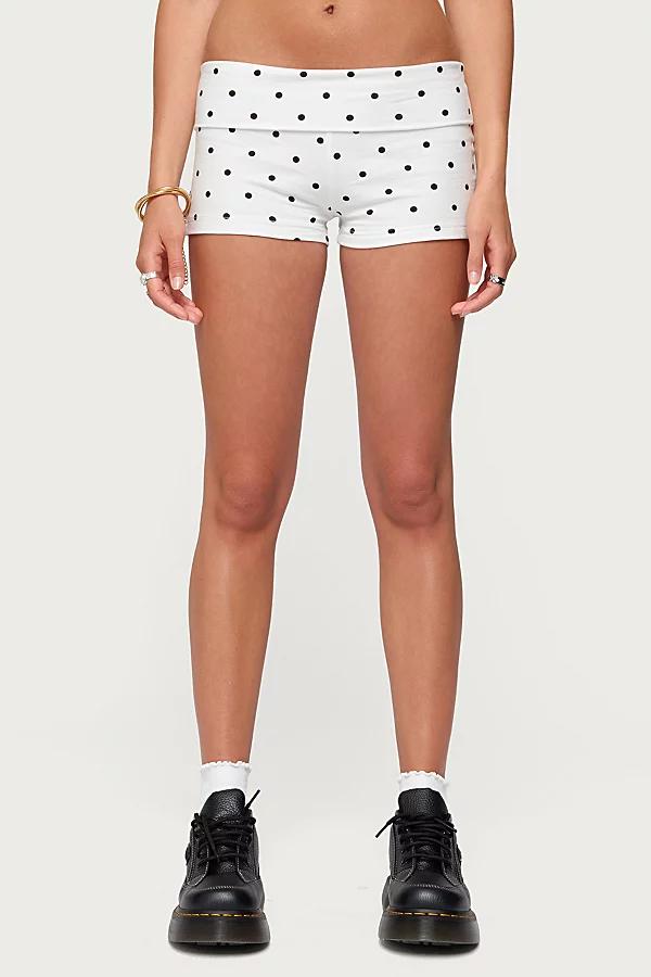 Edikted Chelsie Polka Dot Foldover Shorts Womens at Urban Outfitters Product Image
