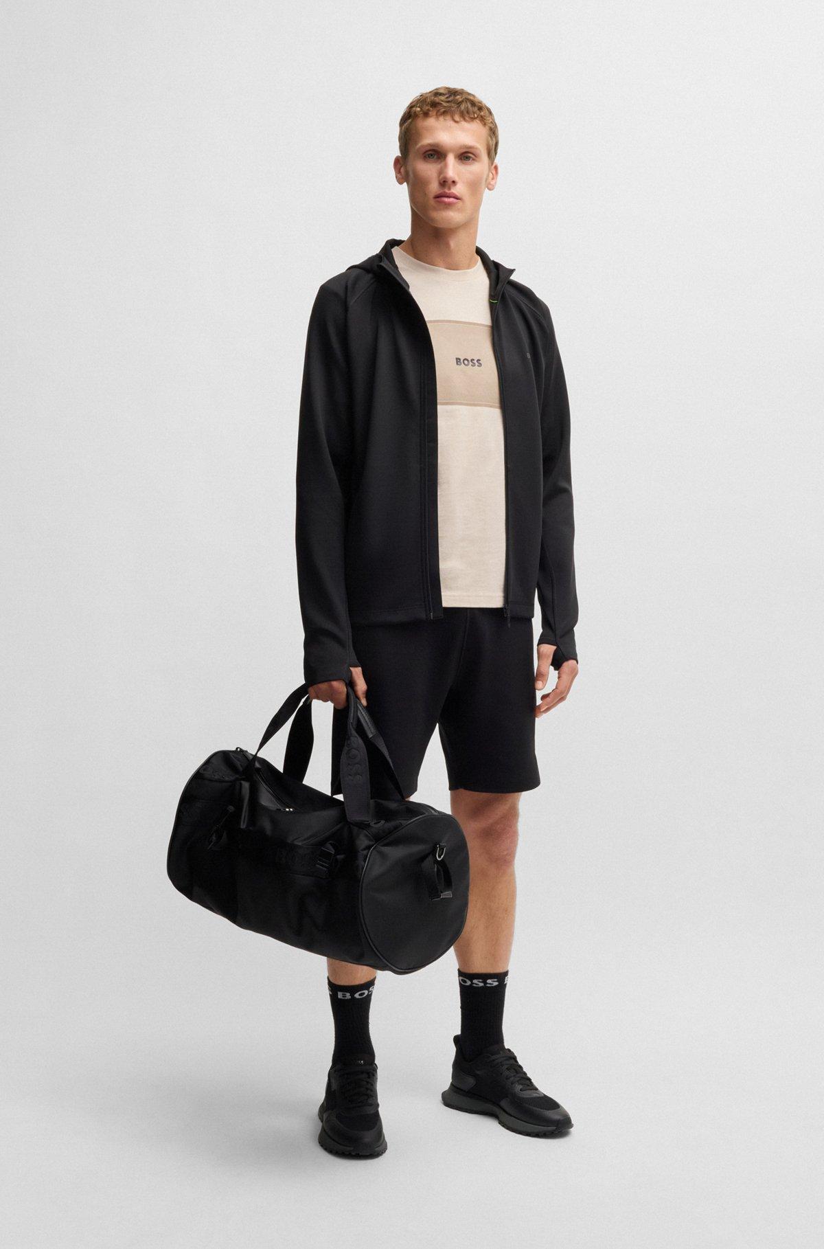 BOSS - Cotton-jersey T-shirt with fineline logo artwork - Black Product Image