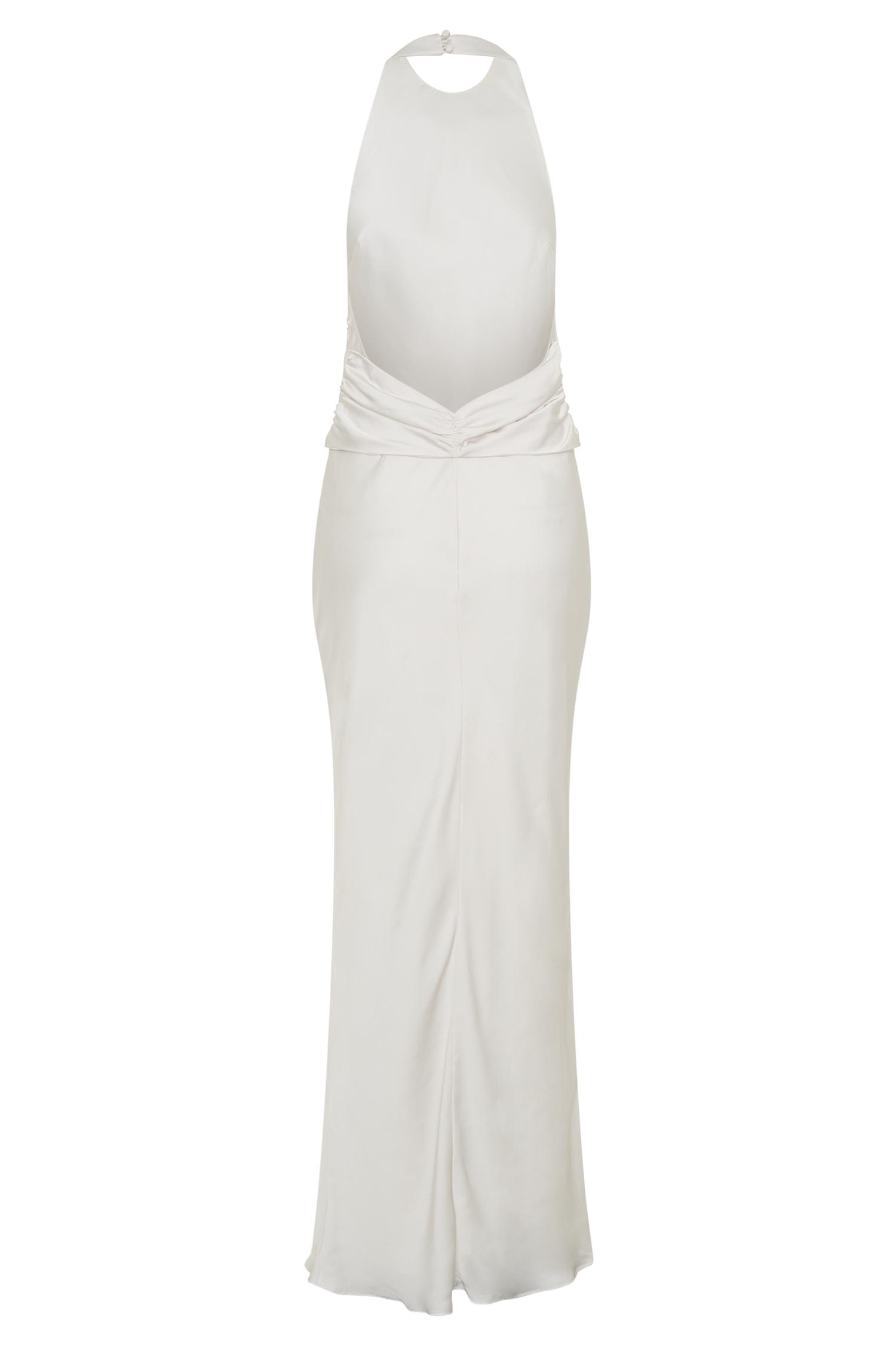 Rinna Satin Halter Maxi Dress - Ivory Product Image