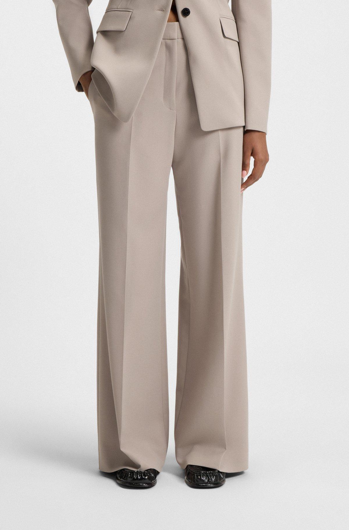 Regular-fit pants with wide leg in stretch fabric Product Image