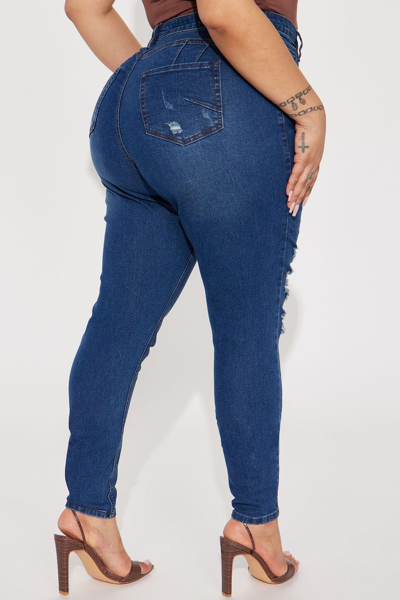 Bedford Booty Sculpting Ripped High Rise Stretch Skinny Jeans - Dark Wash Product Image