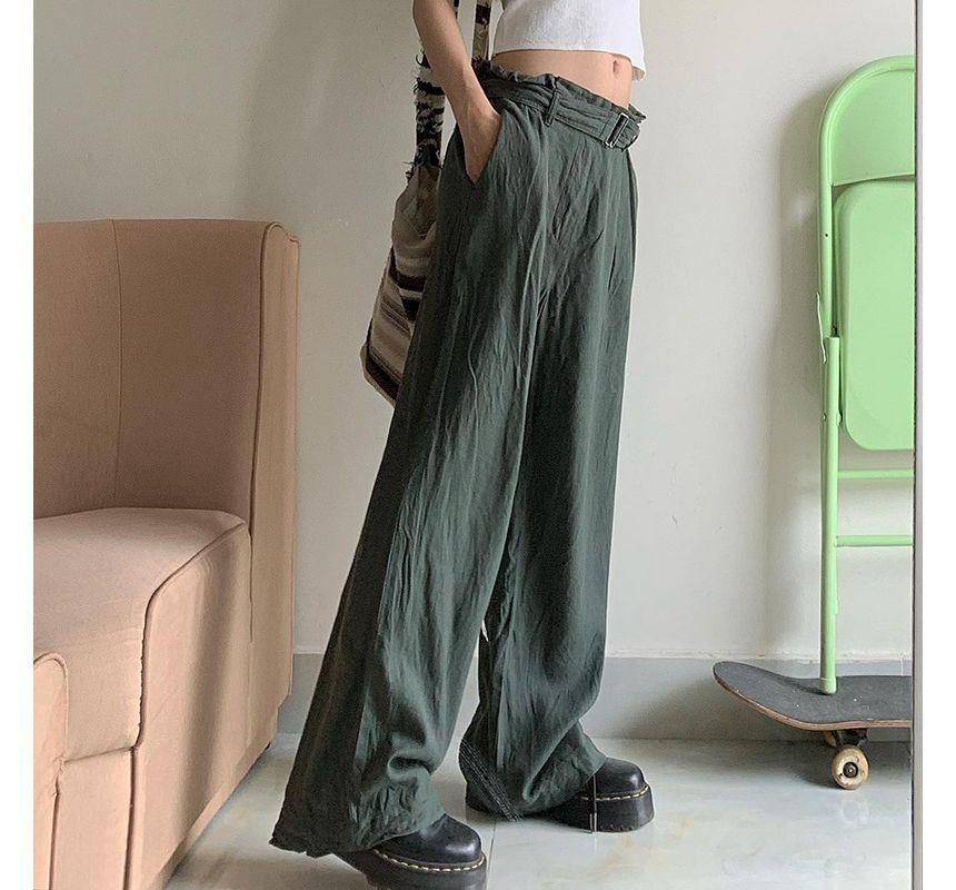 Low Waist Loose-Fit Wide-Leg Pants Product Image