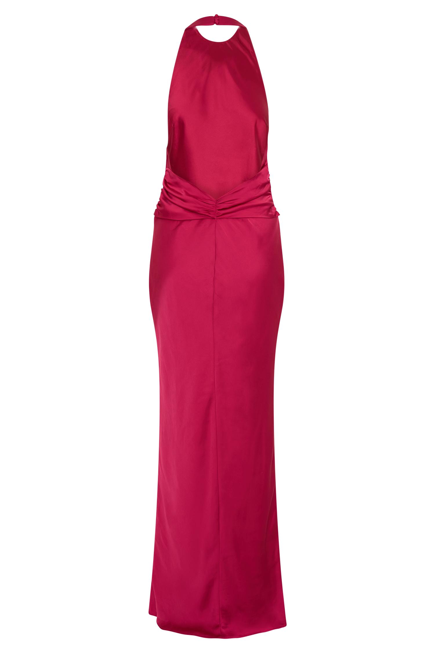 Rinna Satin Halter Maxi Dress - Pink Cherry Product Image