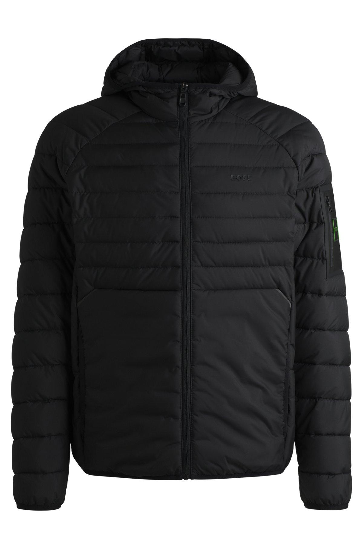 BOSS - Water-repellent padded jacket with decorative reflective details - Black Product Image