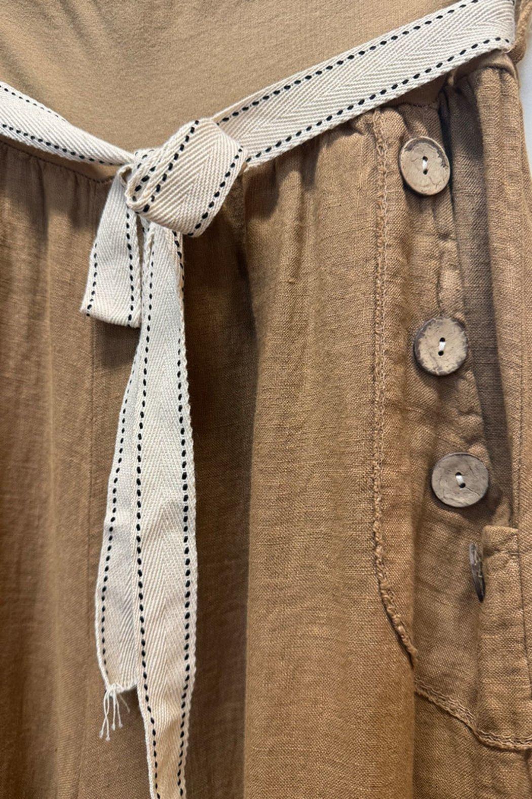 Italian Button Detail Linen Pants Product Image