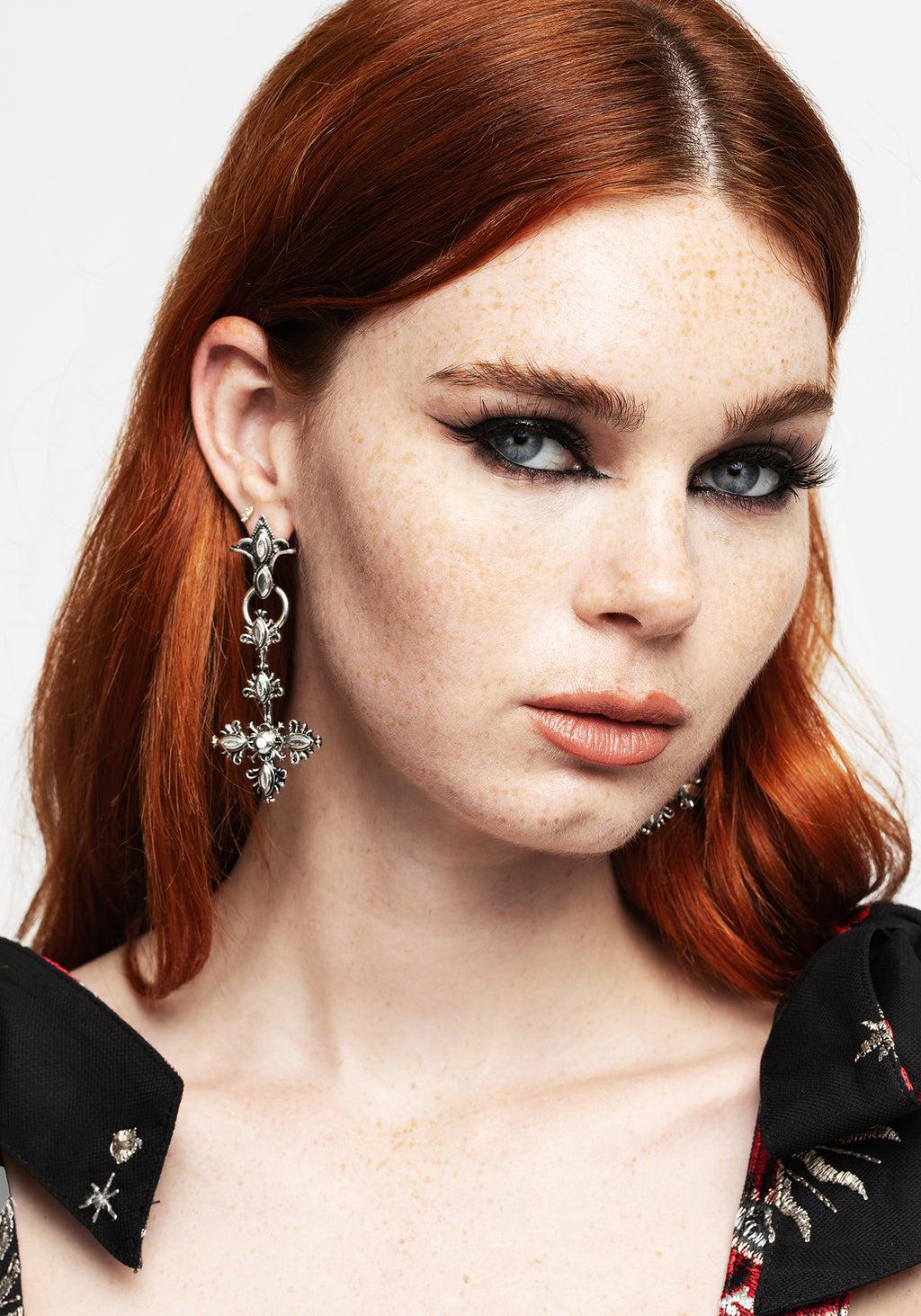 Edwina Cross Drop Earrings Product Image