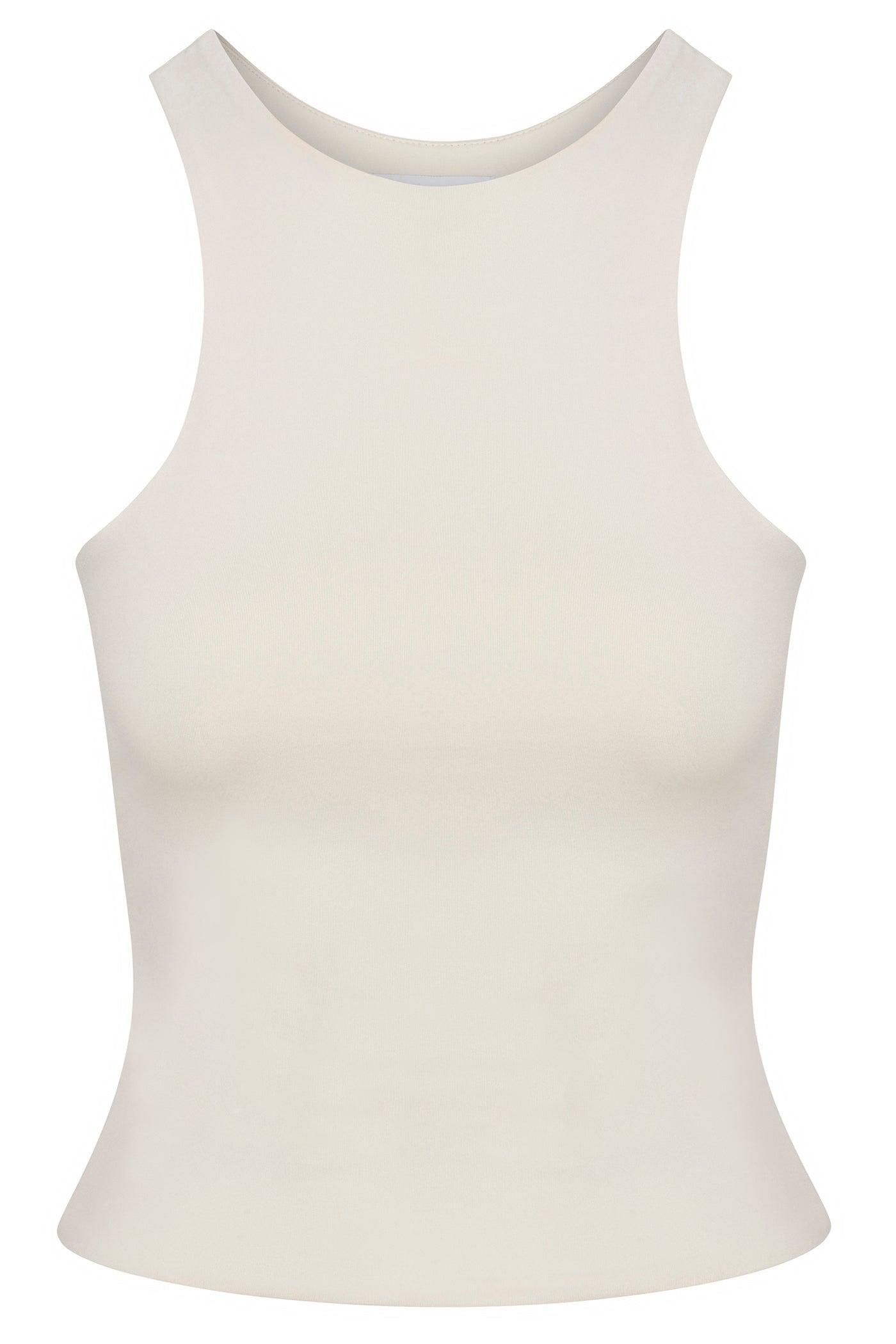 Contour Double Lined High Neck Tank Top - Bone Female Product Image