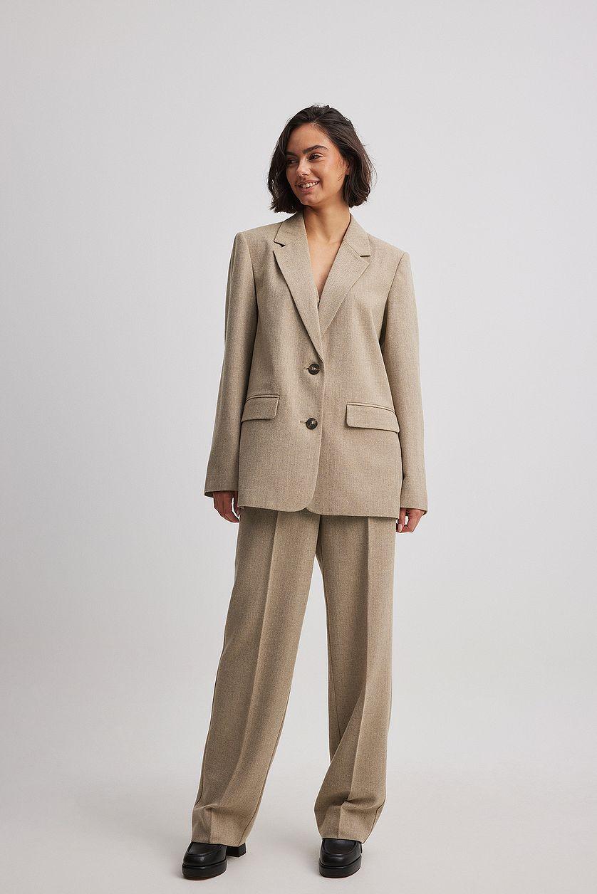 Wool Blend Herringbone Suit Pants Product Image