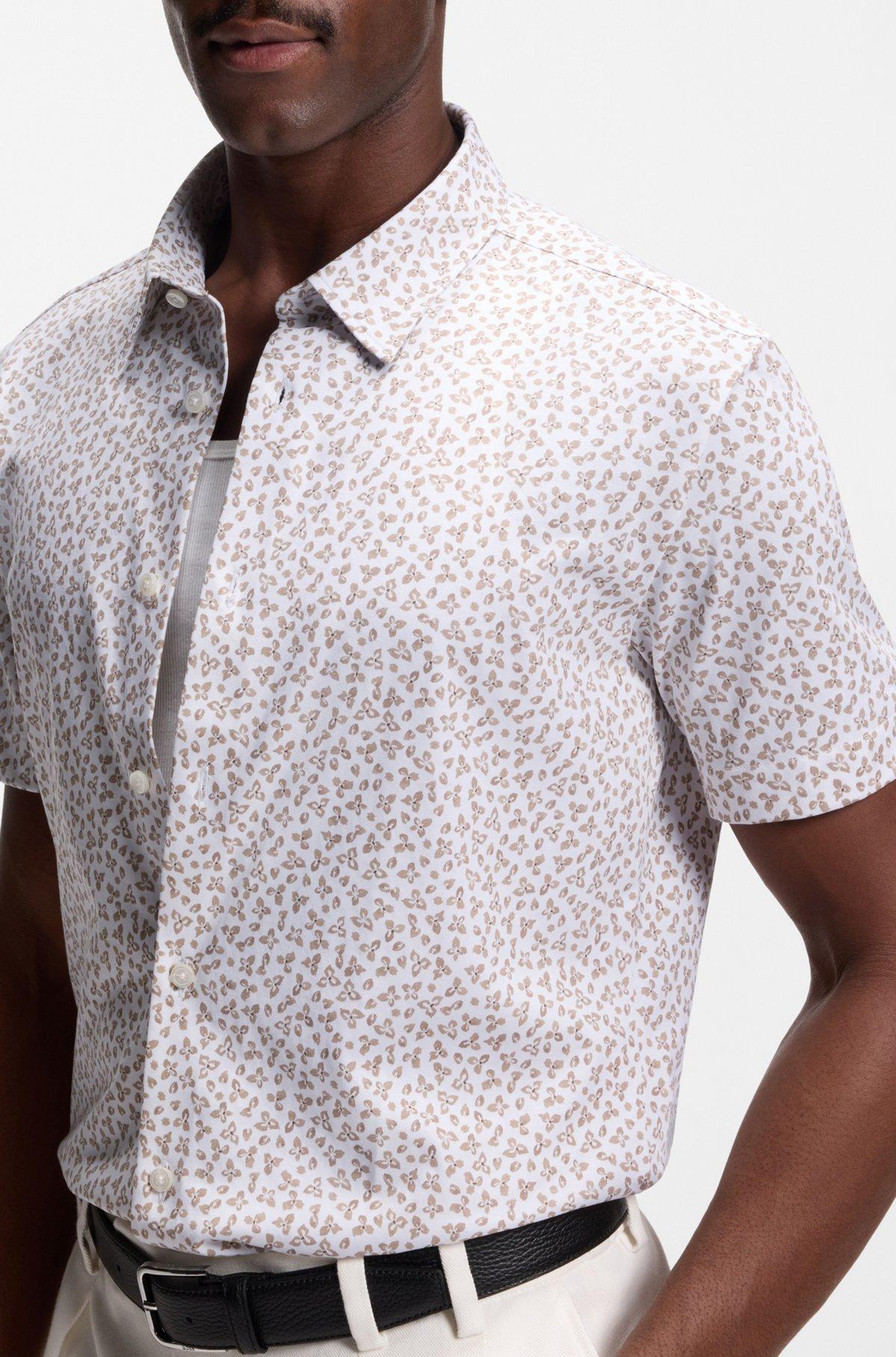 Printed slim-fit shirt in cotton-blend jersey Product Image