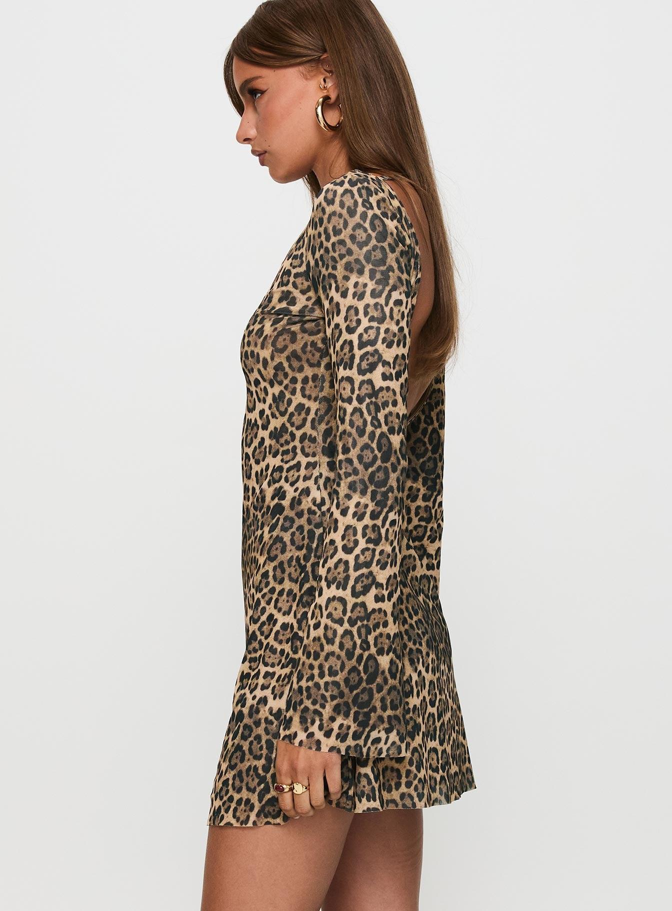 Lukea Long Sleeve Mini Dress Leopard Product Image