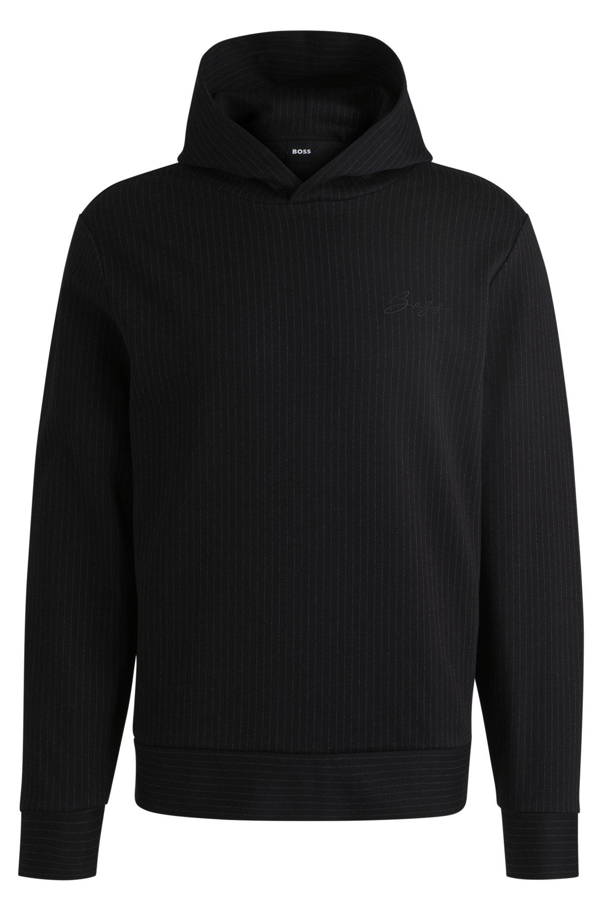 Regular-fit hoodie in a pinstripe cotton Product Image