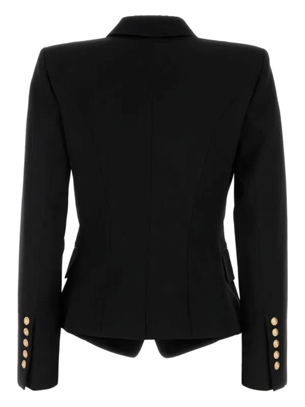 BALMAIN Double-breasted Grain De Poudre Wool Blazer In Multi Product Image
