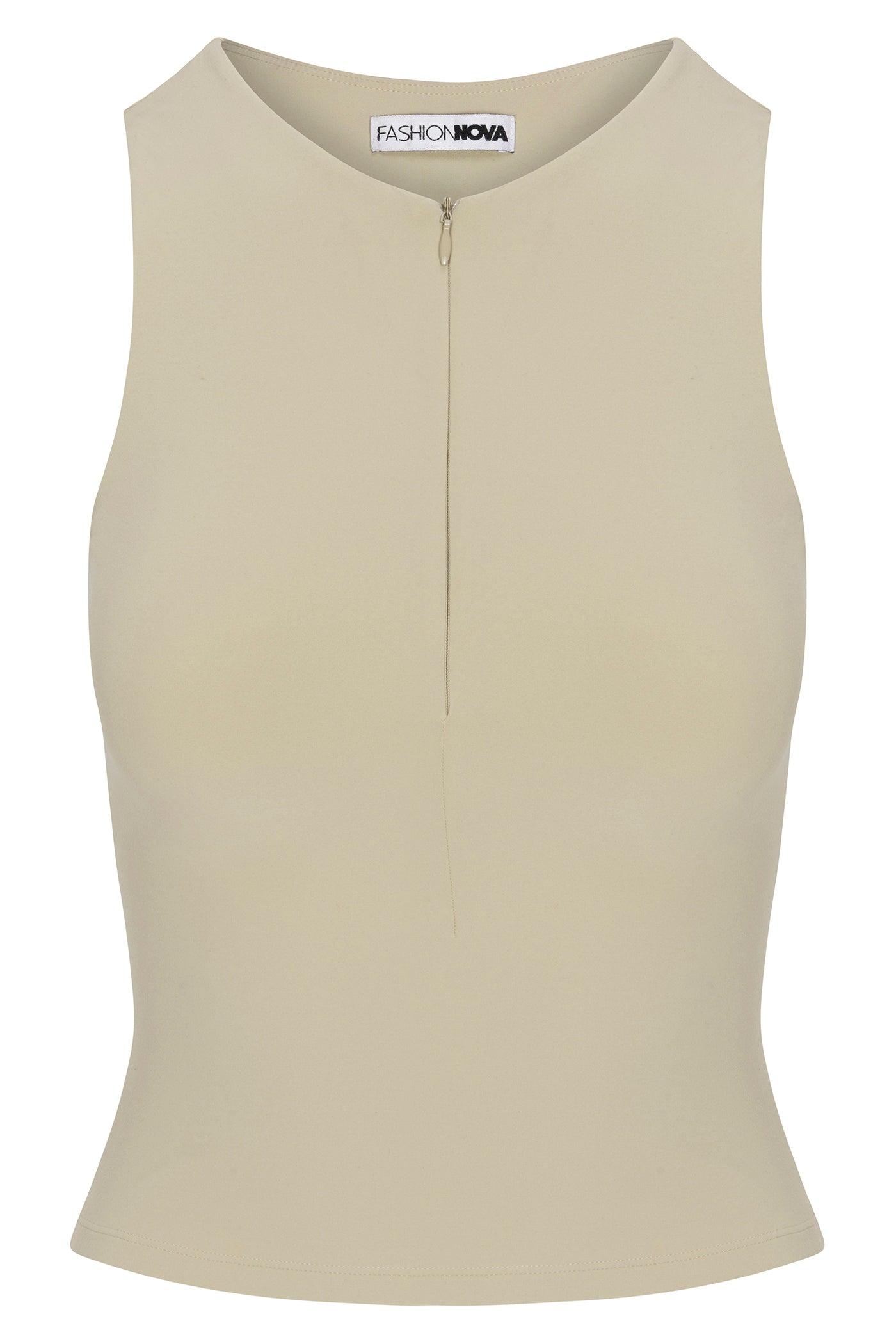 Second Skin Double Lined Zip Front Tank - Stone Female Product Image