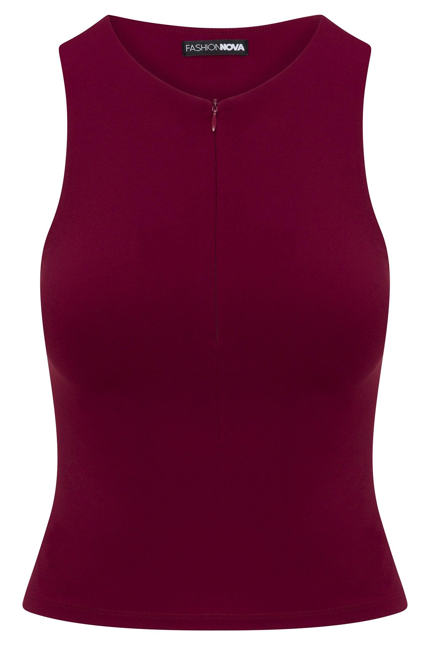 Second Skin Double Lined Zip Front Tank - Wine Female Product Image