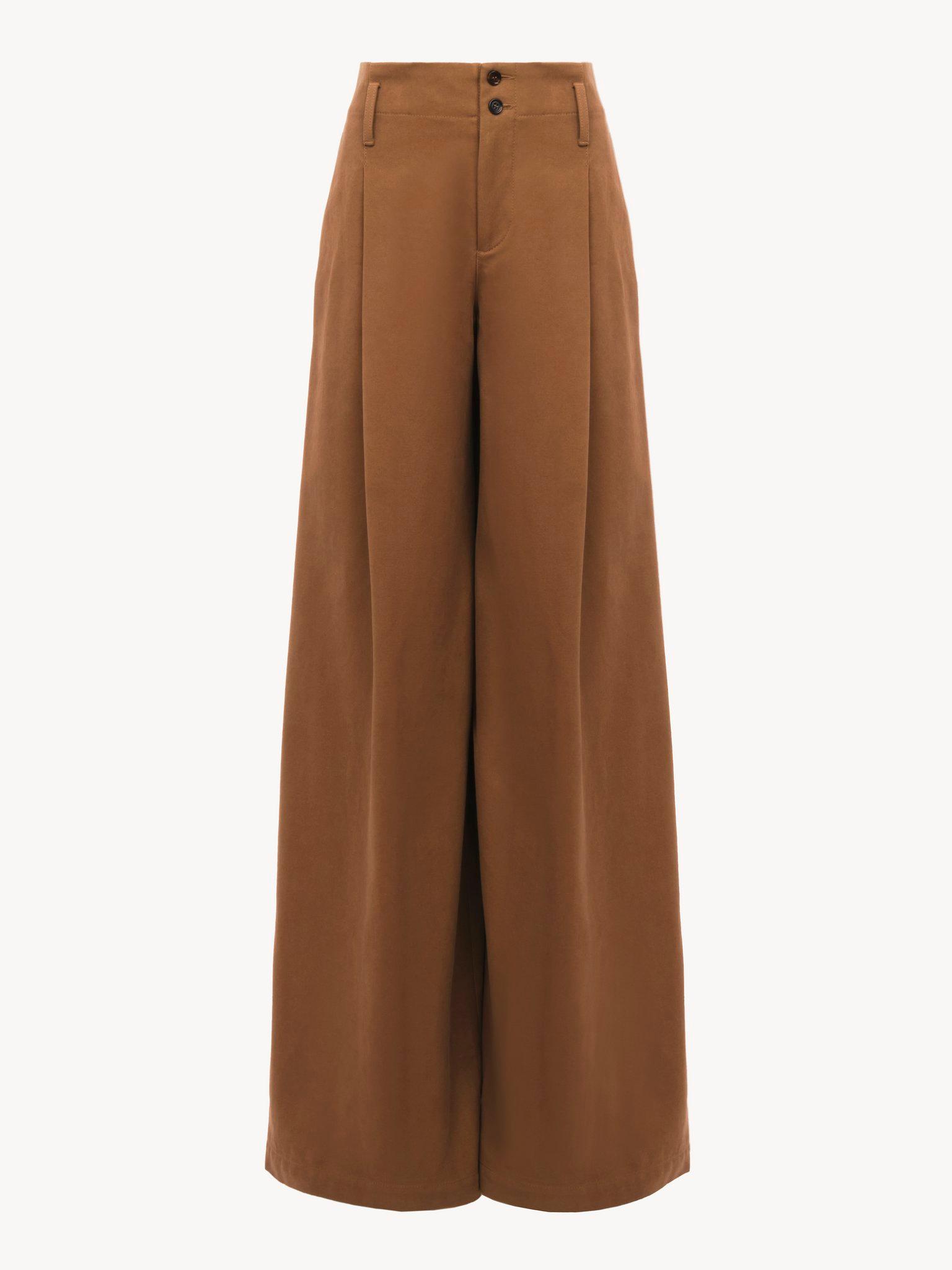 High-rise wide-leg pants in cotton canvas Product Image