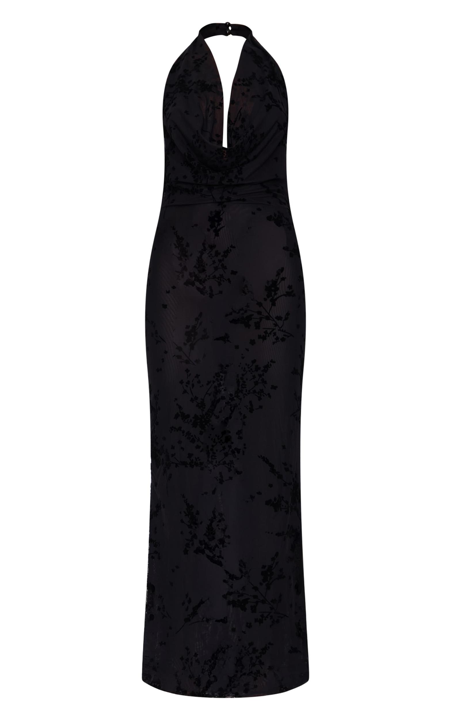 Black Devore Cowl Neck Maxi Dress Product Image