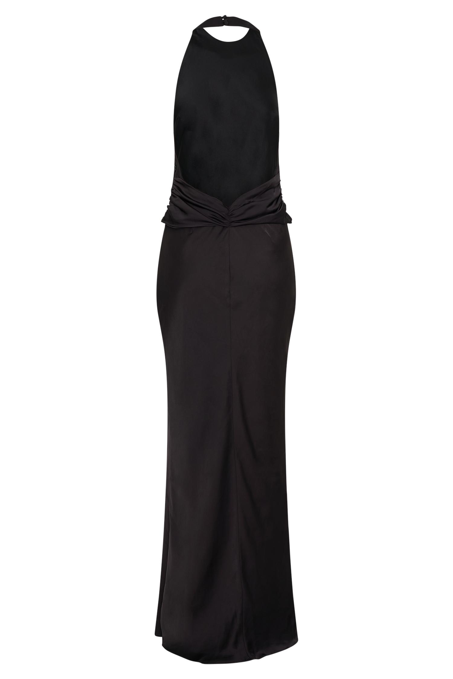 Rinna Satin Halter Maxi Dress - Black Product Image