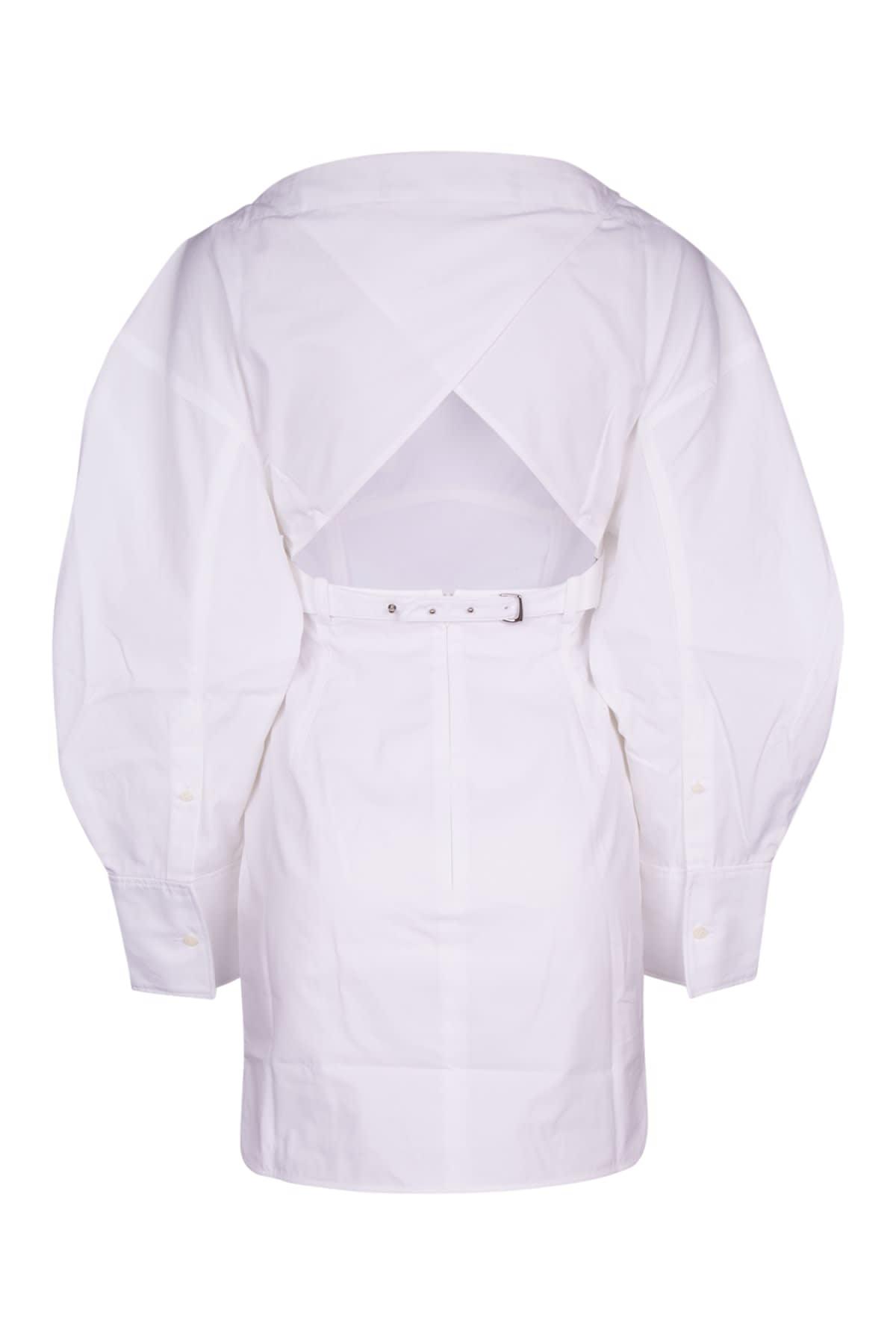 JACQUEMUS La Casaco Long Sleeve Cotton Shirtdress In White Product Image
