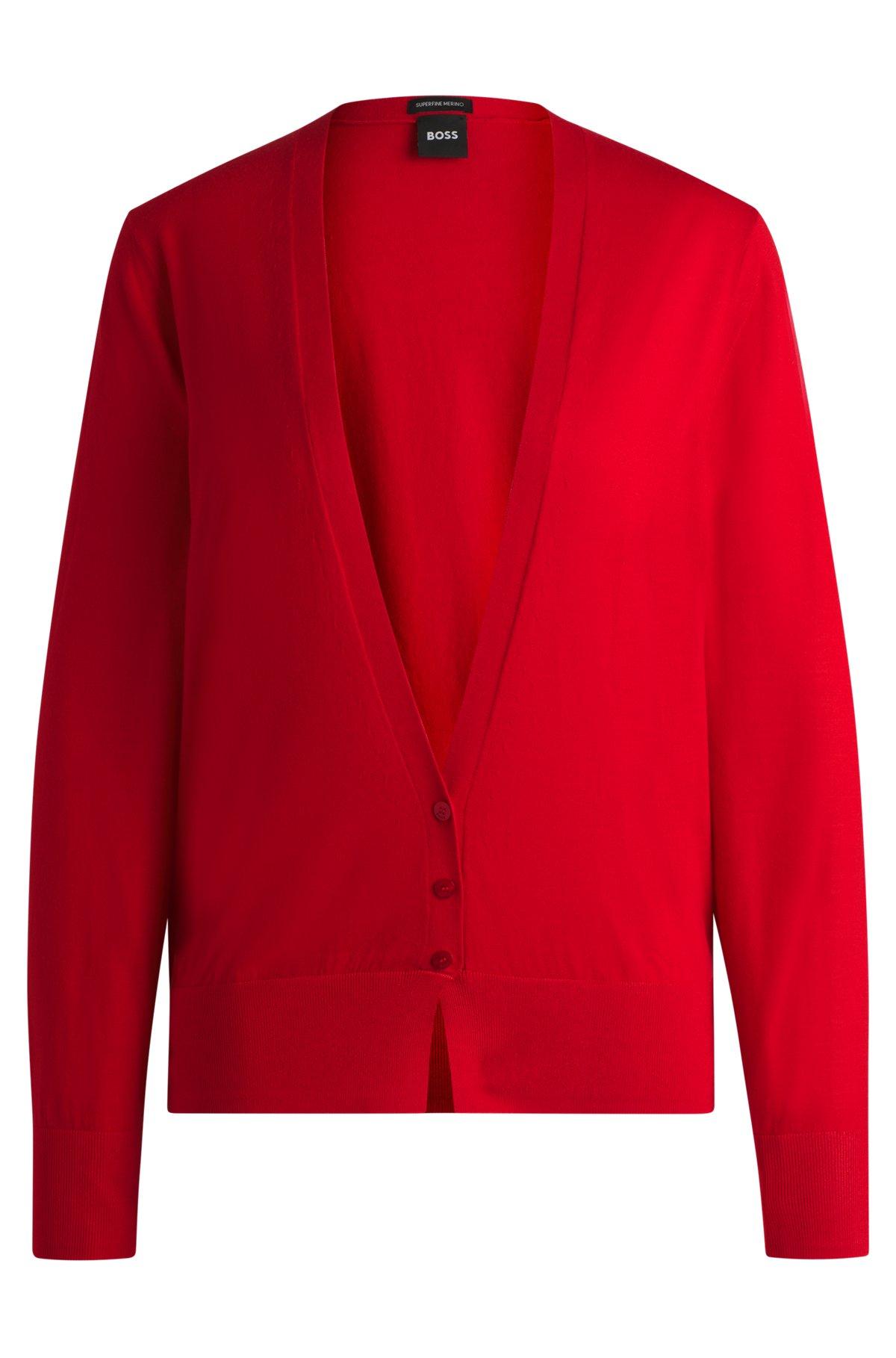 V-neck knitted cardigan in wool Product Image